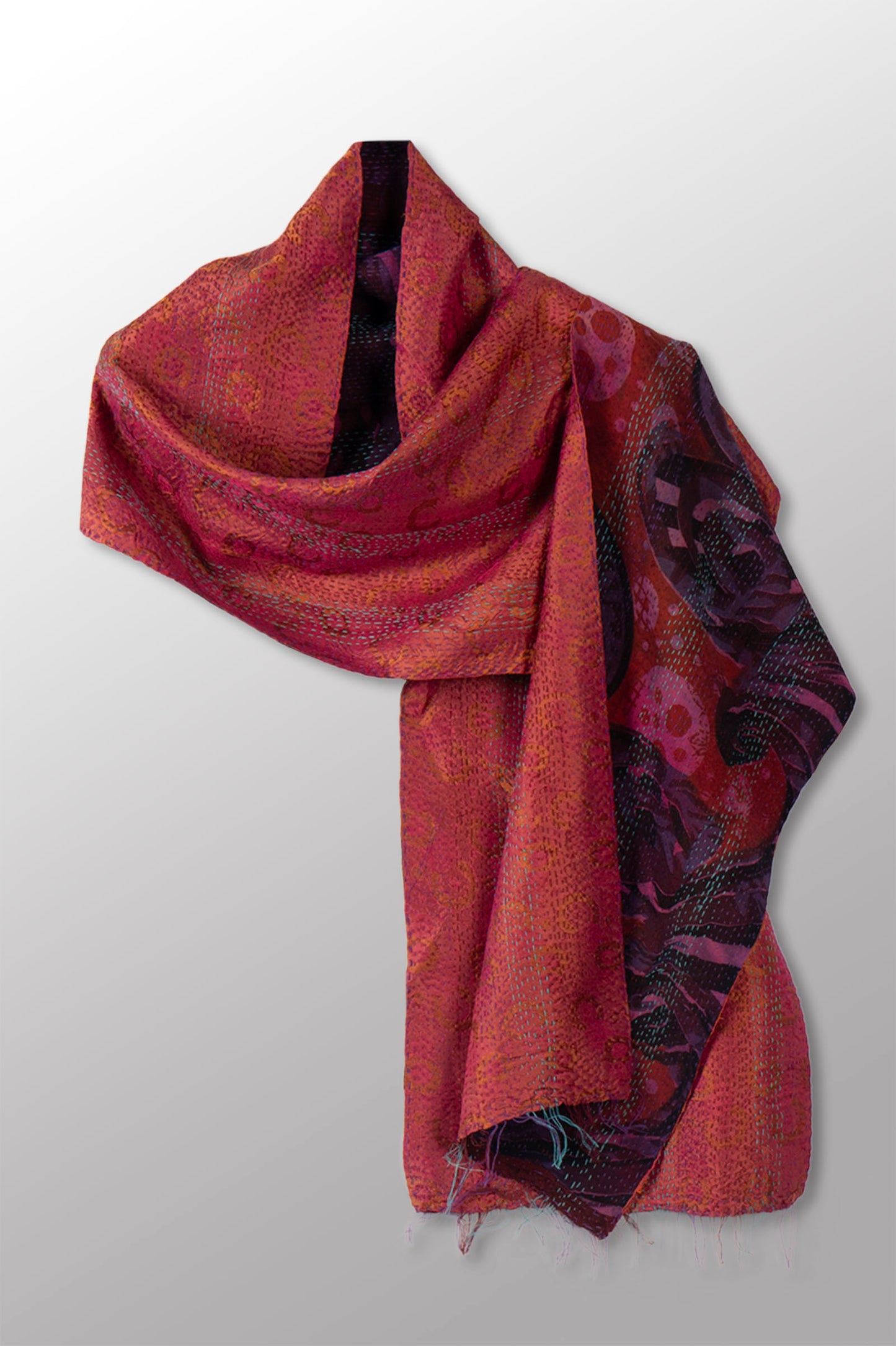 GEORGETTE JACQUARD KANTHA SCARF SHORT - gq2805-mar -
