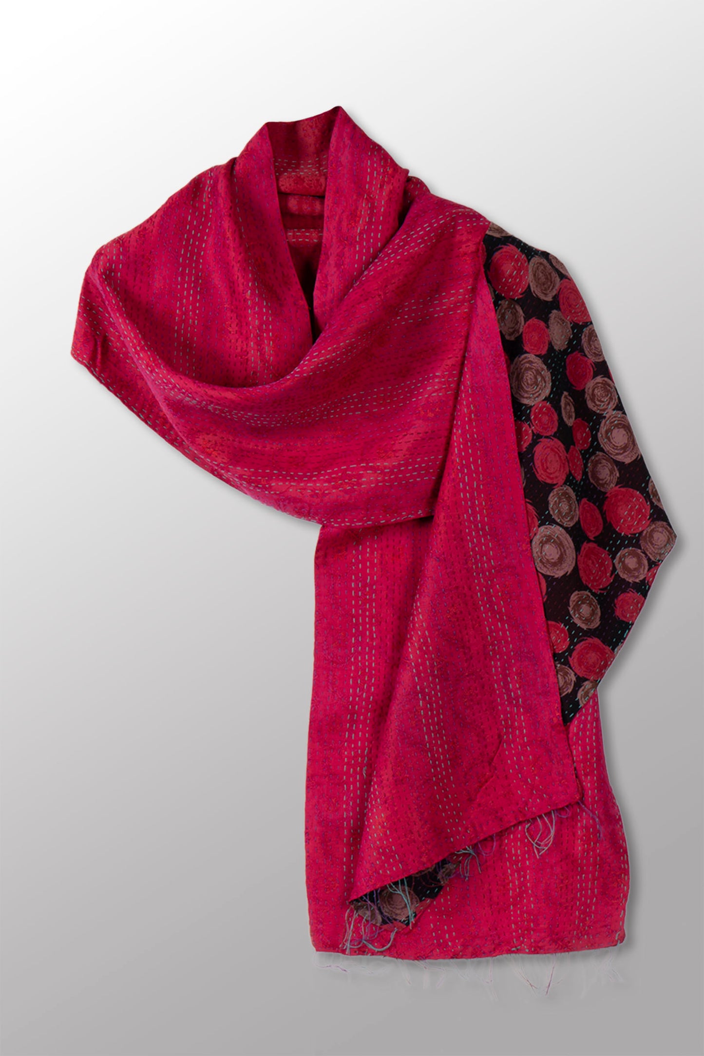 GEORGETTE JACQUARD KANTHA SCARF SHORT - gq2805-pik -