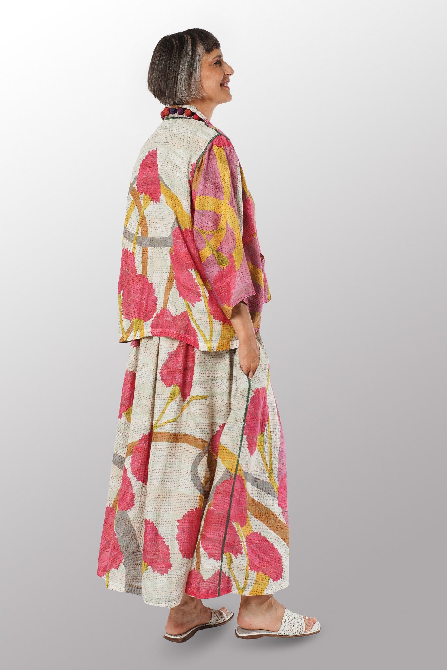 MARIGOLD PRINT KANTHA POCKET SHIRT - mg2588-pik -