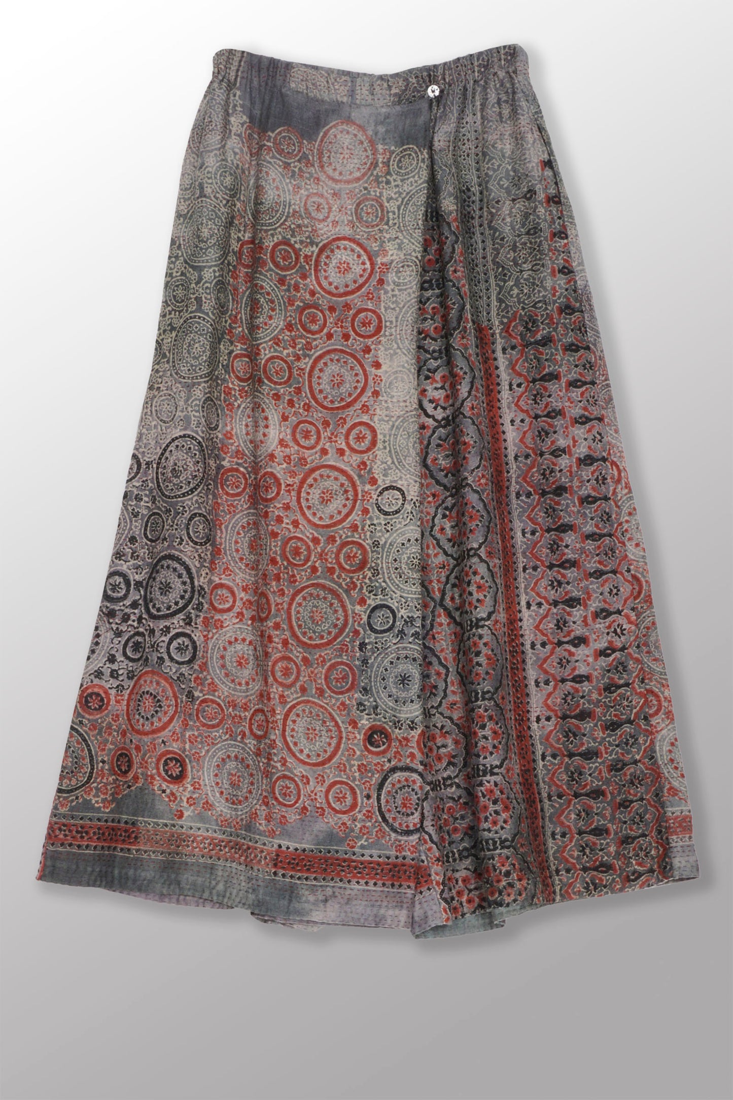 MANHATTAN AJRAKH KANTHA WRAP WIDE PANTS - mh2649-gry -