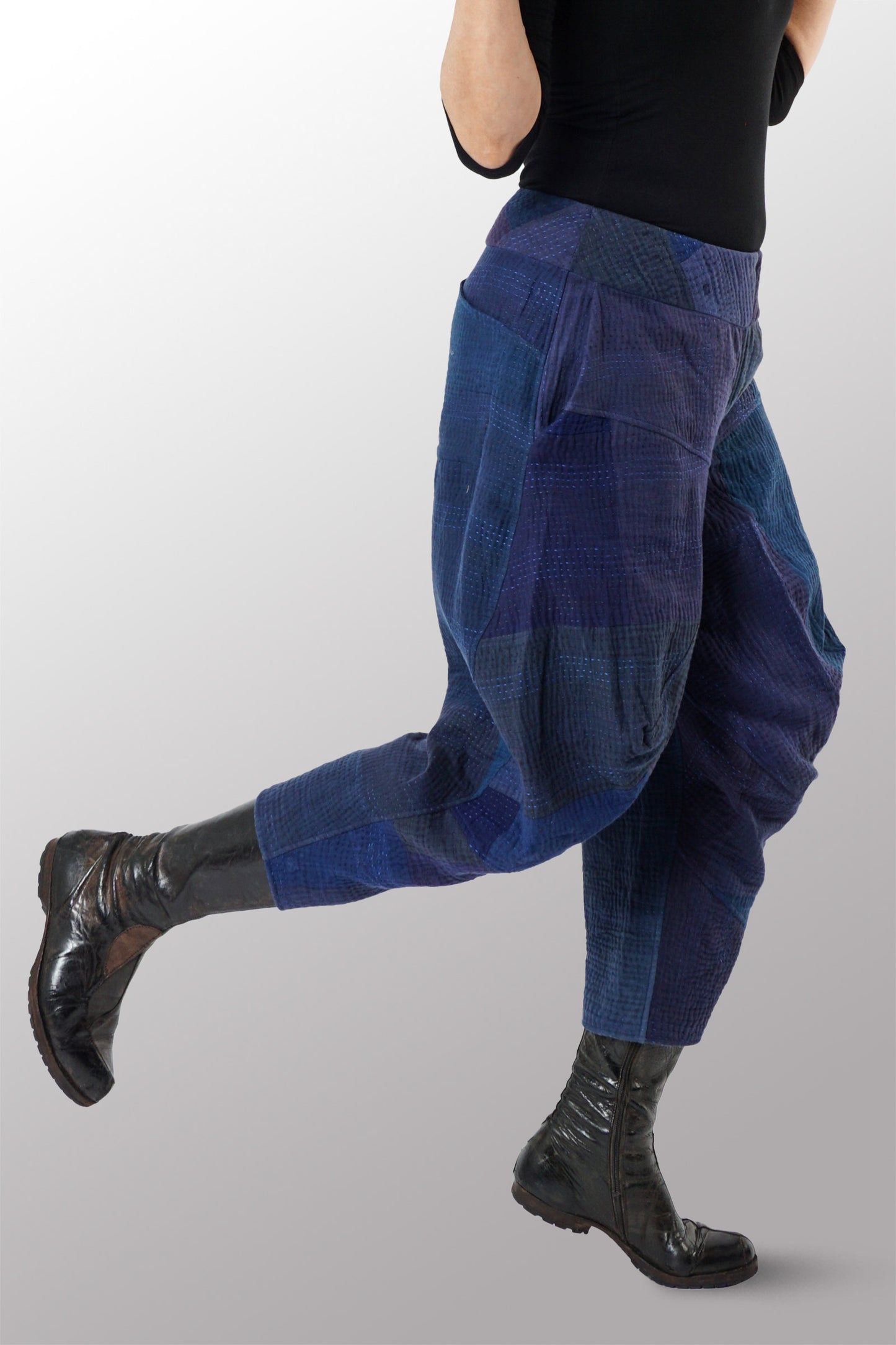 OMBRE PATCHED KANTHA NEW YAMAHA PANTS - op4652-nvy -