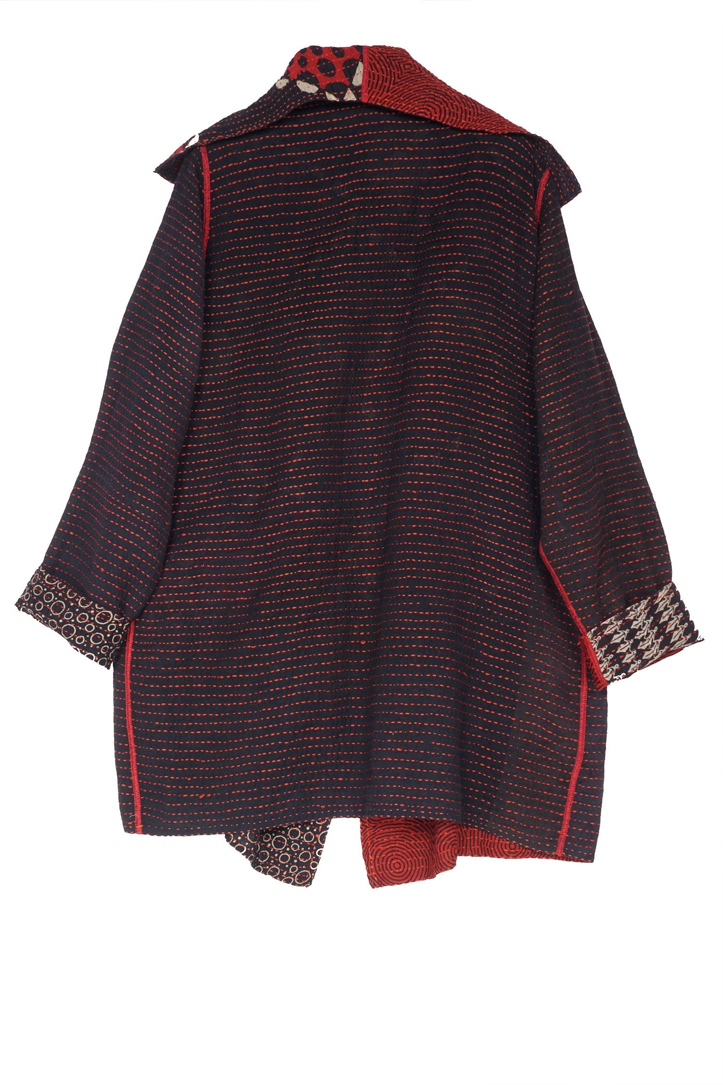 BBK W VINTAGE BACKING KANTHA POCKET JKT - pk2002-red -