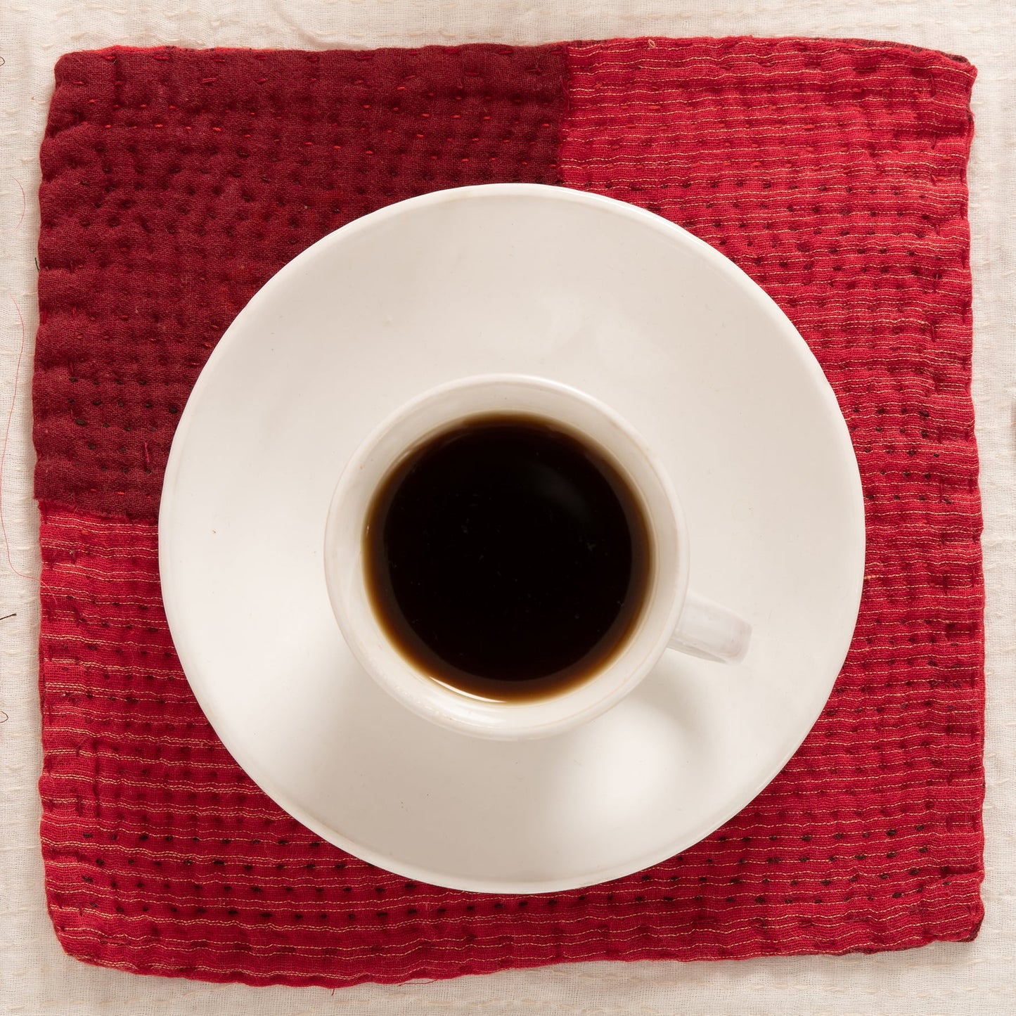 Mosaic Fray Handmade Vintage Kantha Coaster -Carrots -