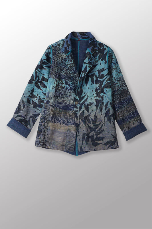 MONOTONE TWILIGHT PRINT KANTHA SIMPLE JKT - tp4022-blu -