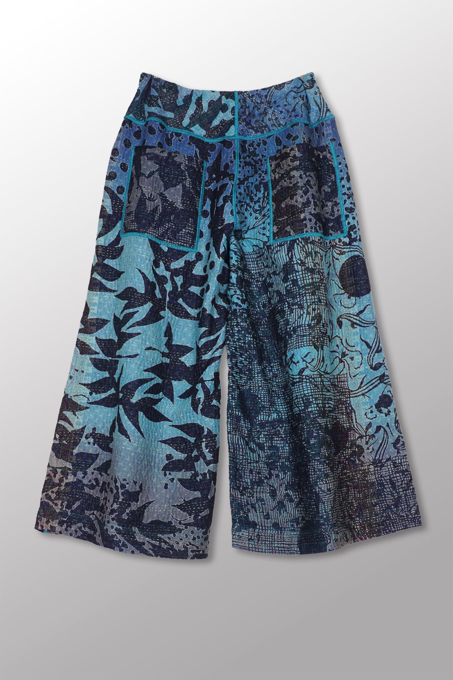 MONOTONE TWILIGHT PRINT KANTHA GAUCHO SHORT - tp4618-blu -