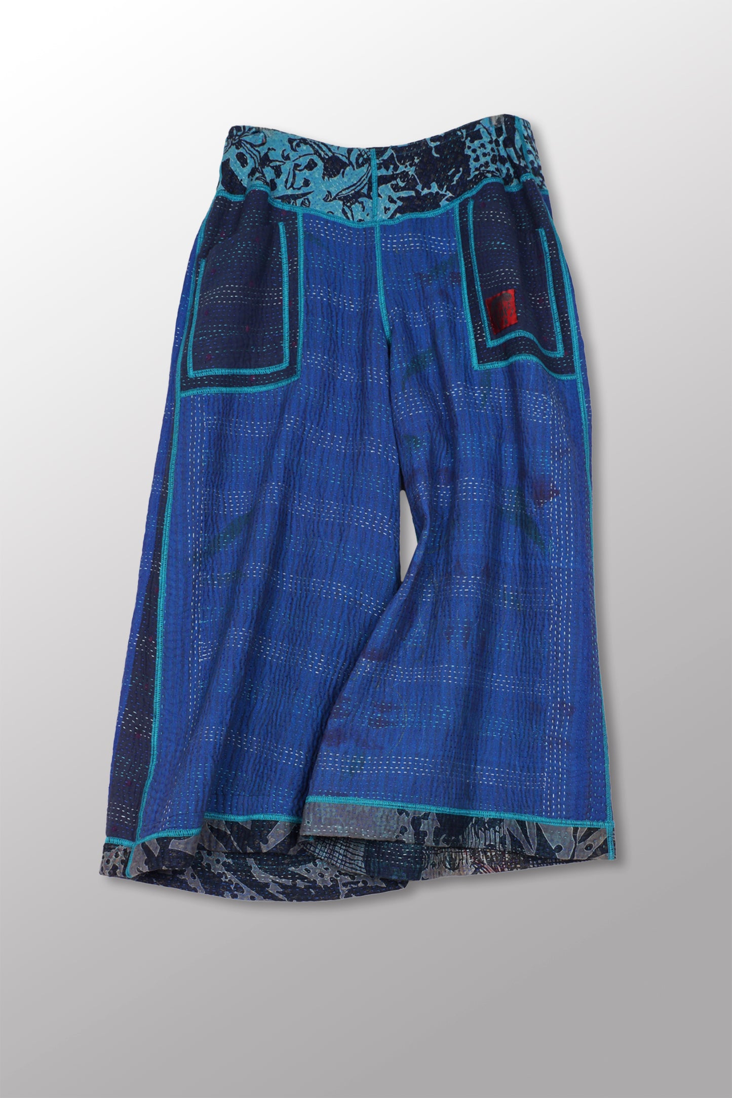 MONOTONE TWILIGHT PRINT KANTHA GAUCHO SHORT - tp4618-blu -