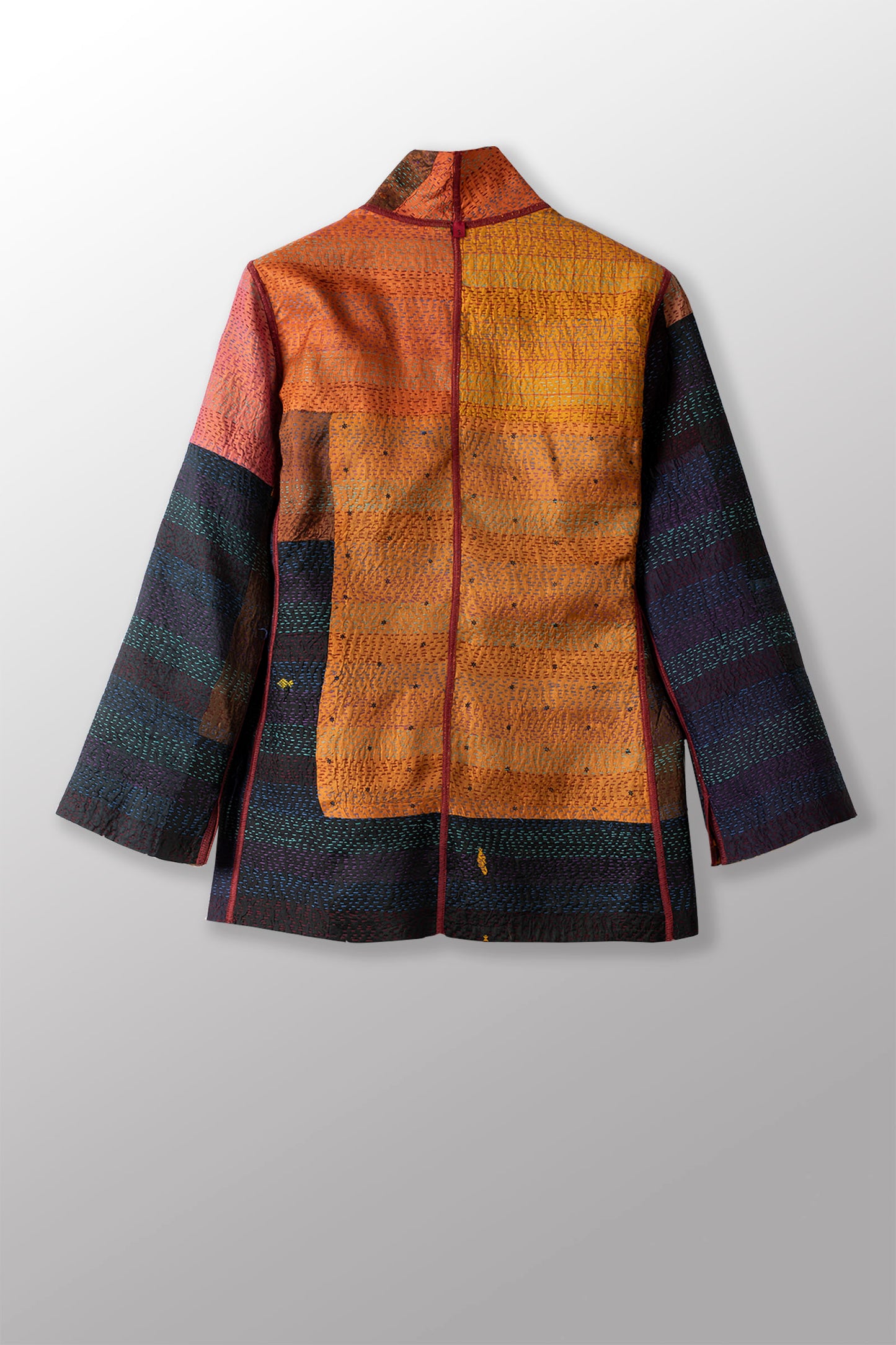 VINTAGE SILK PATCH KANTHA SHORT JACKET - vp2007-ylw -