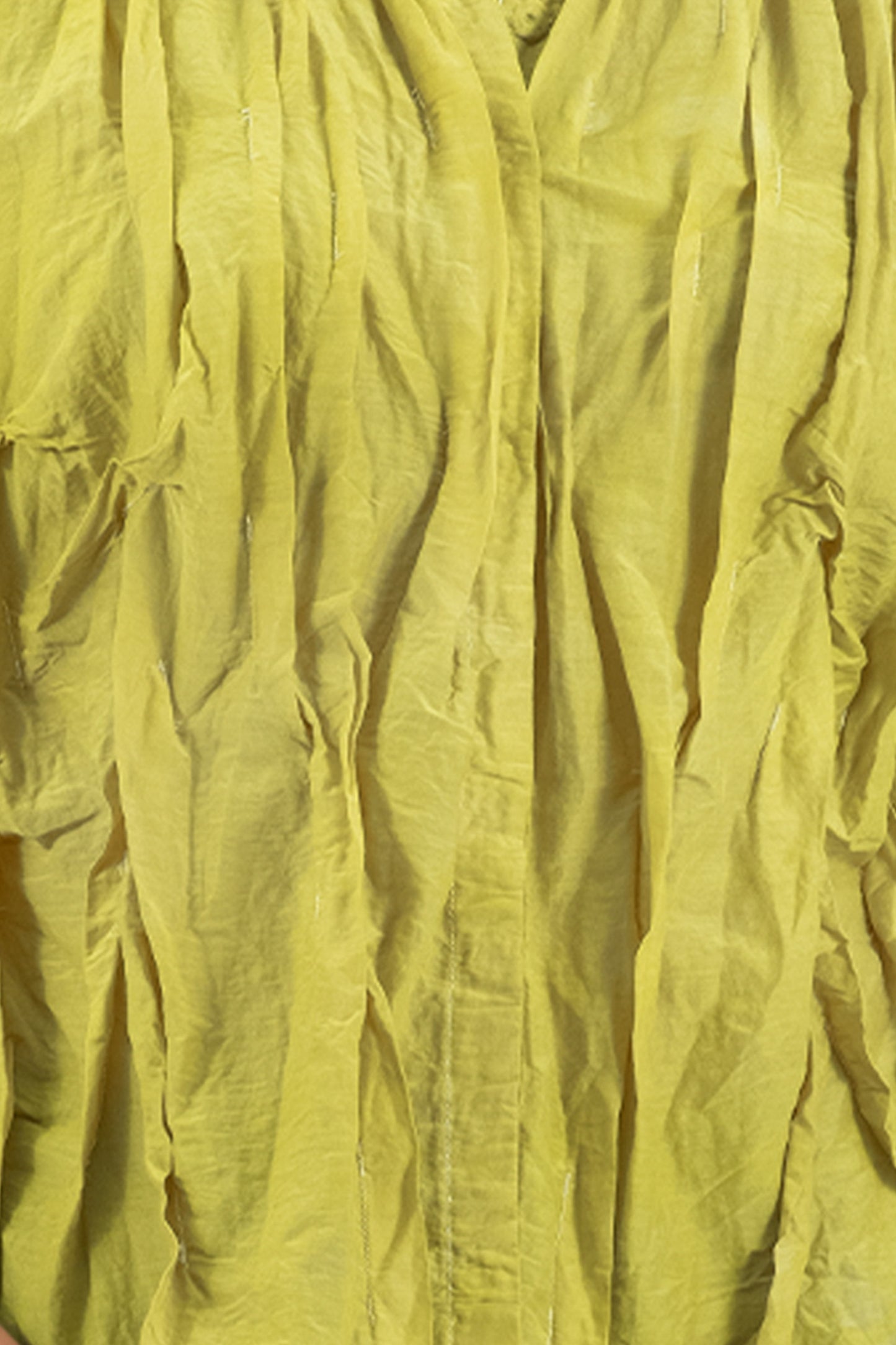 DYED COTTON SILK VOILE WAVY V-NECK TUCKED BLOUSE - dc1542-cha -
