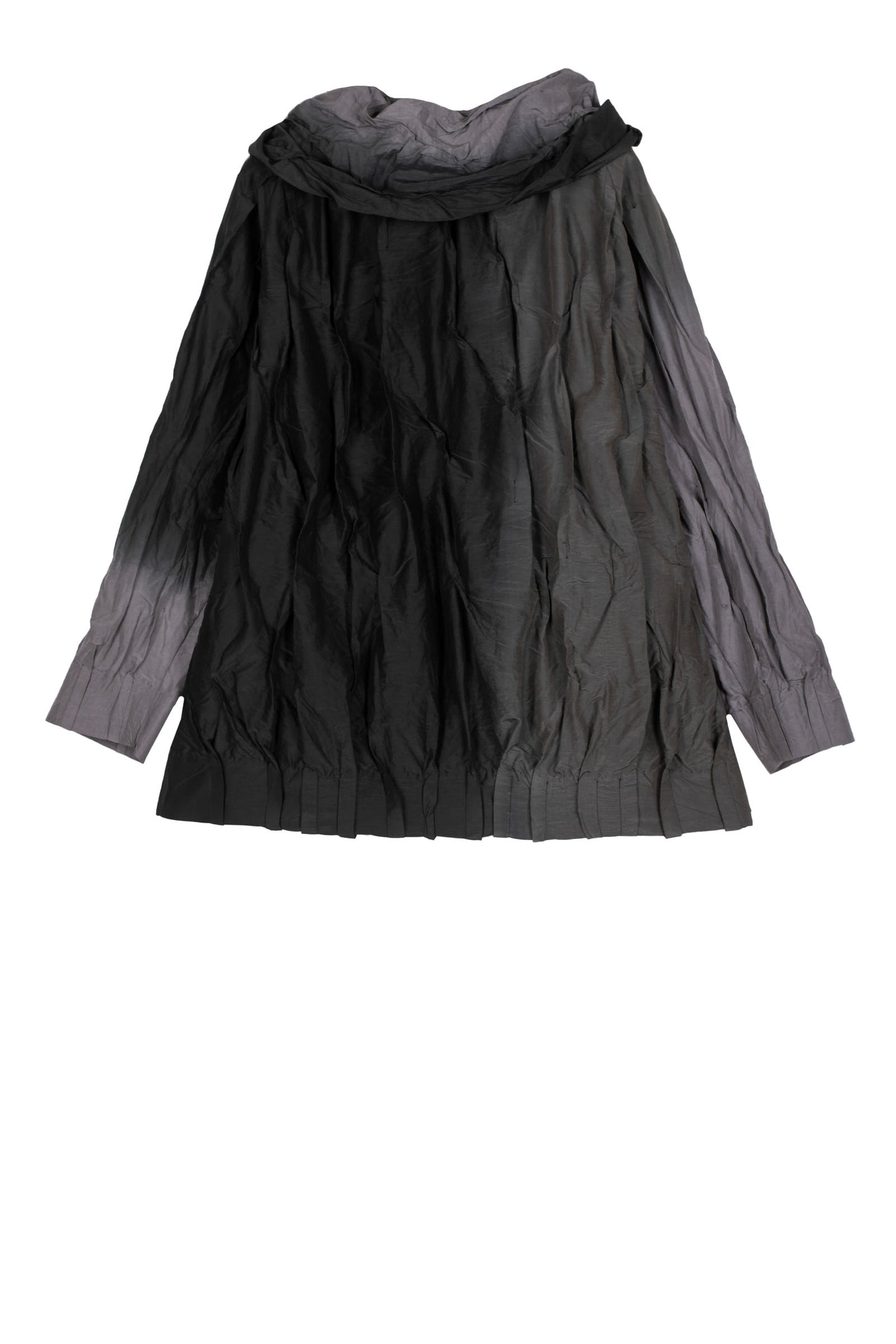 DYED COTTON SILK HEAVY VOILE WAVY TUCK RAGLAN TOP - dh1560-obk -