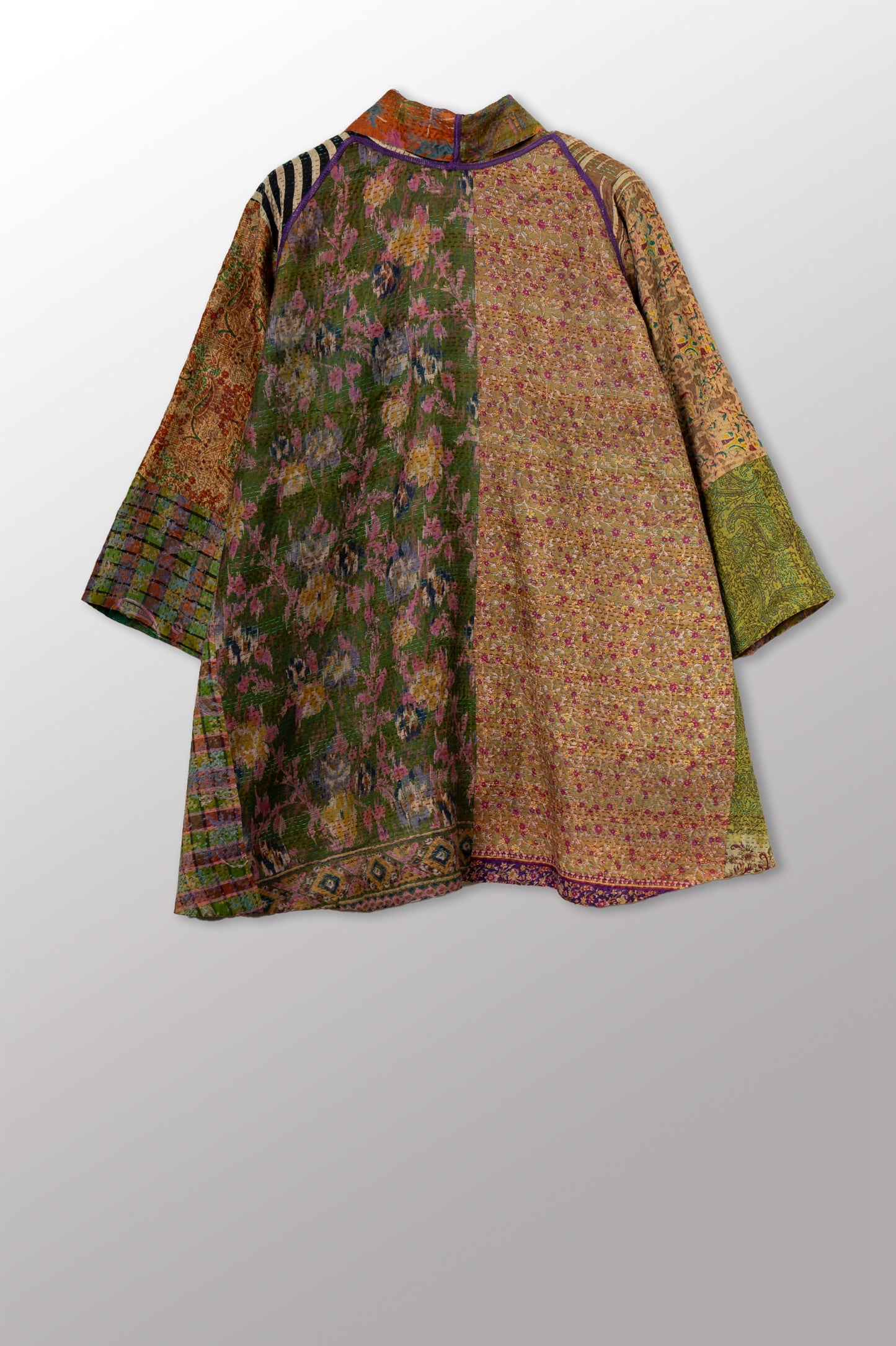 VINTAGE SILK KANTHA KIMONO JKT - sv2004-0037a -