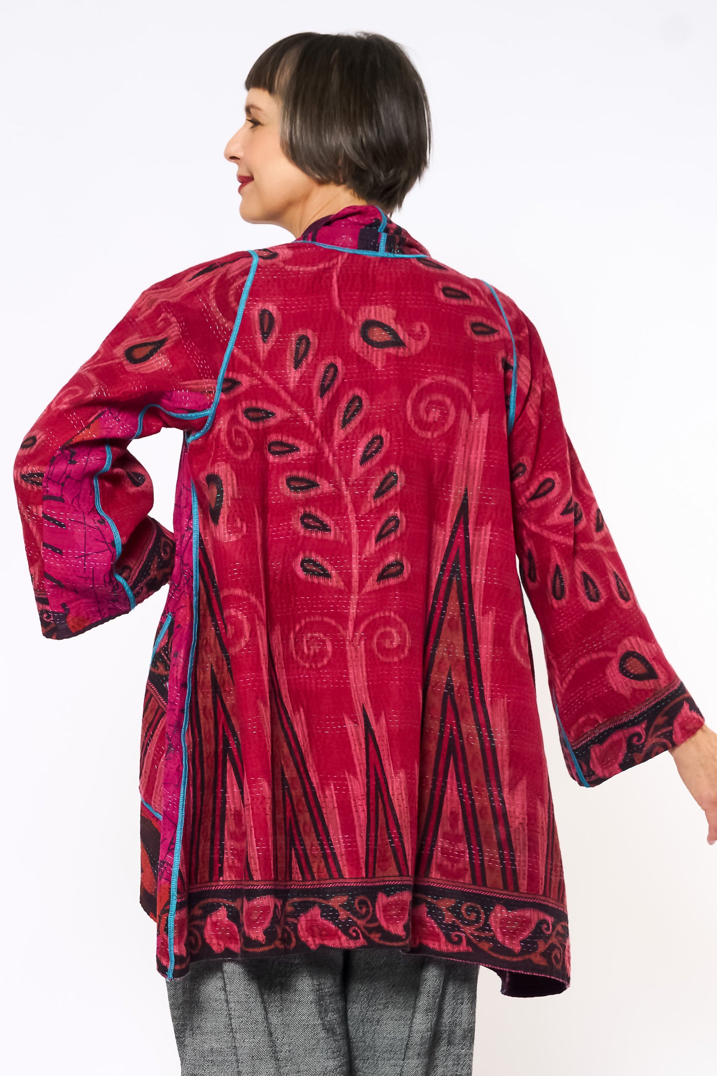 COTTON OVERDYE KANTHA A-LINE JKT - ov2003-cred005a -