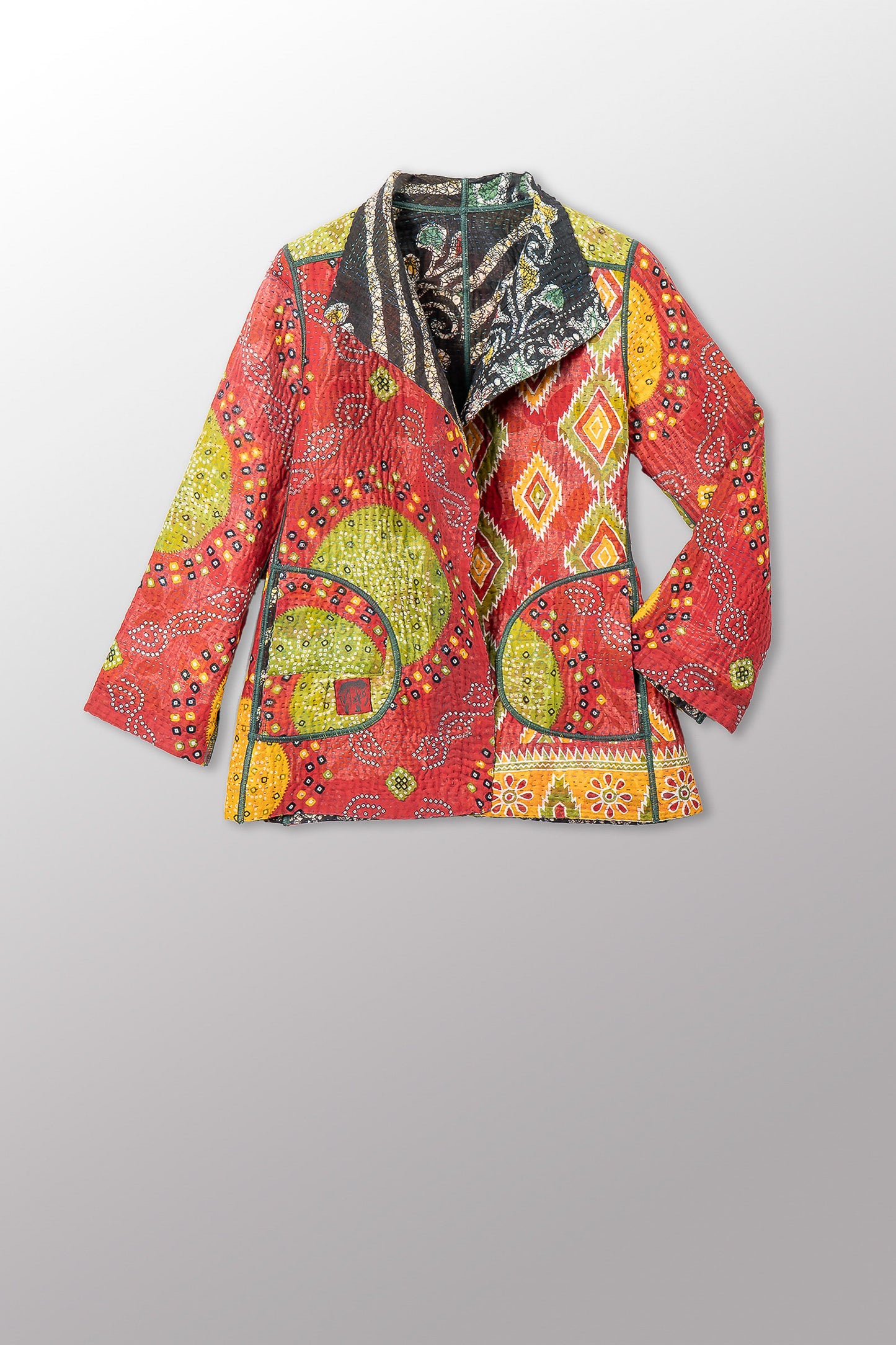 VINTAGE COTTON KANTHA SHORT JKT - cv4007-0344s -