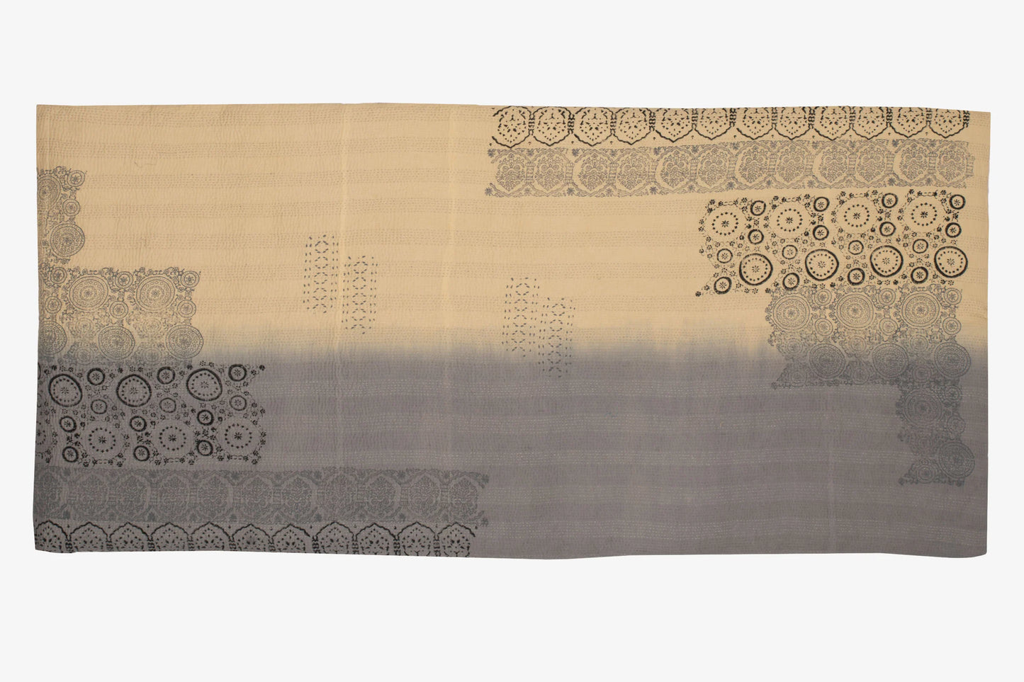 Vintage Fray Patch & Ombre Kantha Day Bed Mattress Cover - Yellow Stone