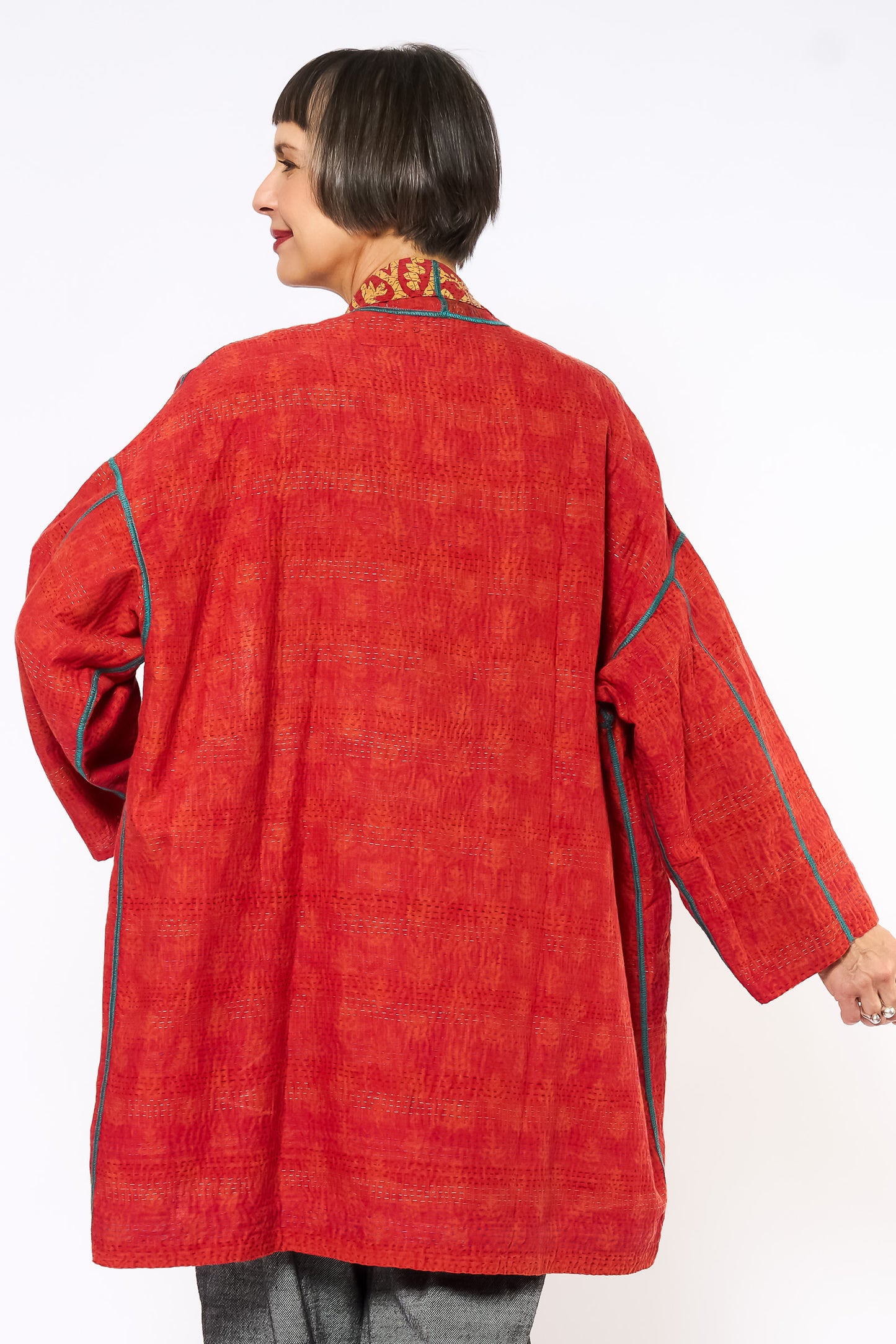 VINTAGE COTTON KANTHA HAORI JACKET - cv2068-0006a -