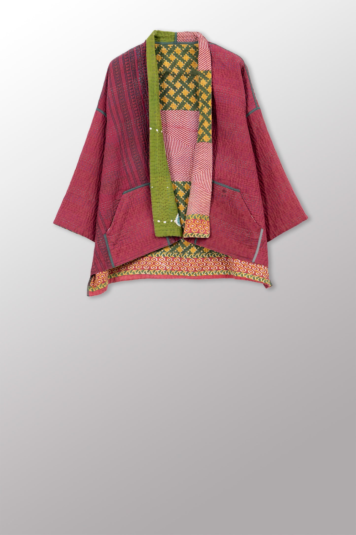 VINTAGE COTTON KANTHA MINI KIMONO JKT - cv4055-0058a -