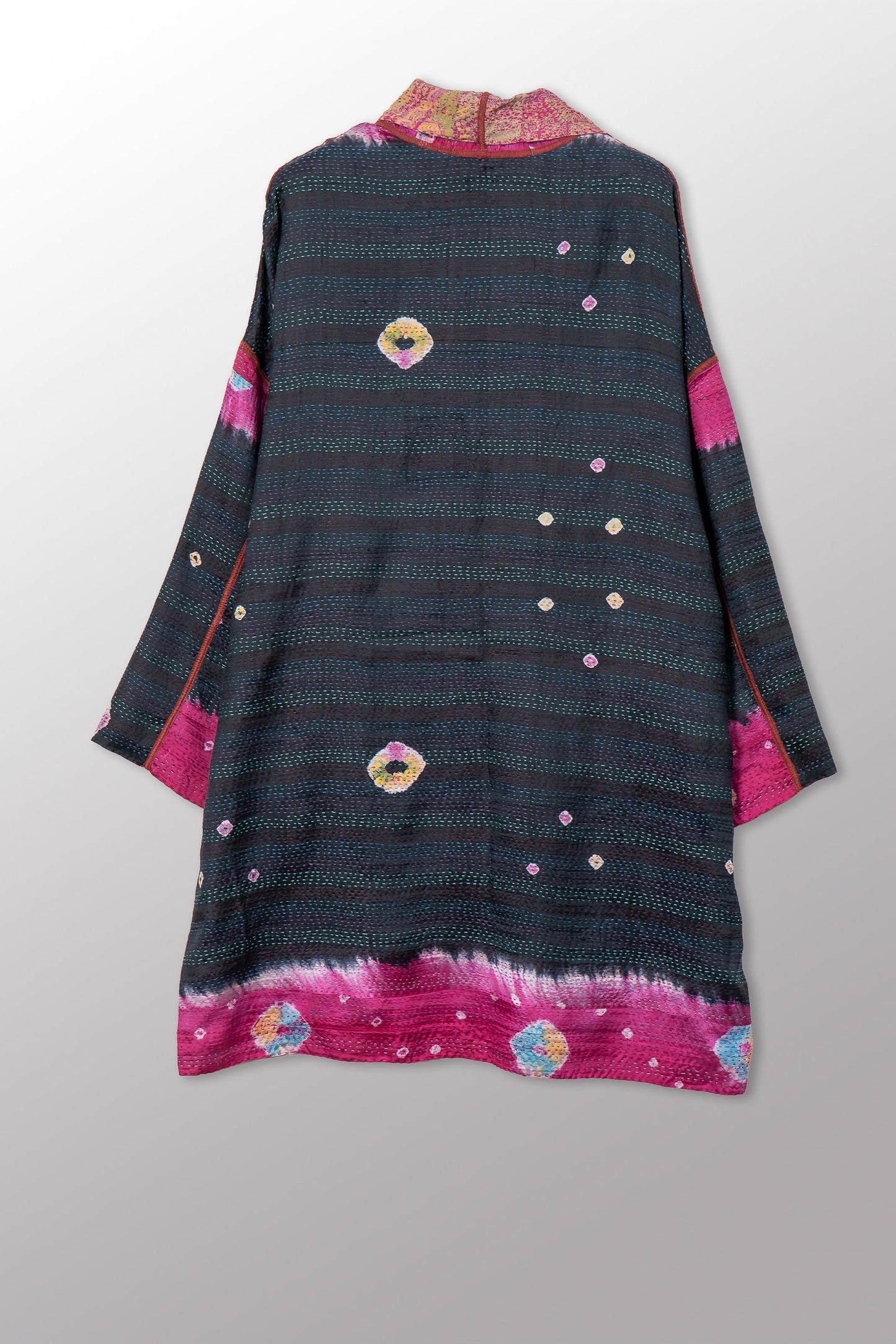 VINTAGE SILK GEORGETTE KANTHA HAORI JKT - sg2068-0006a -