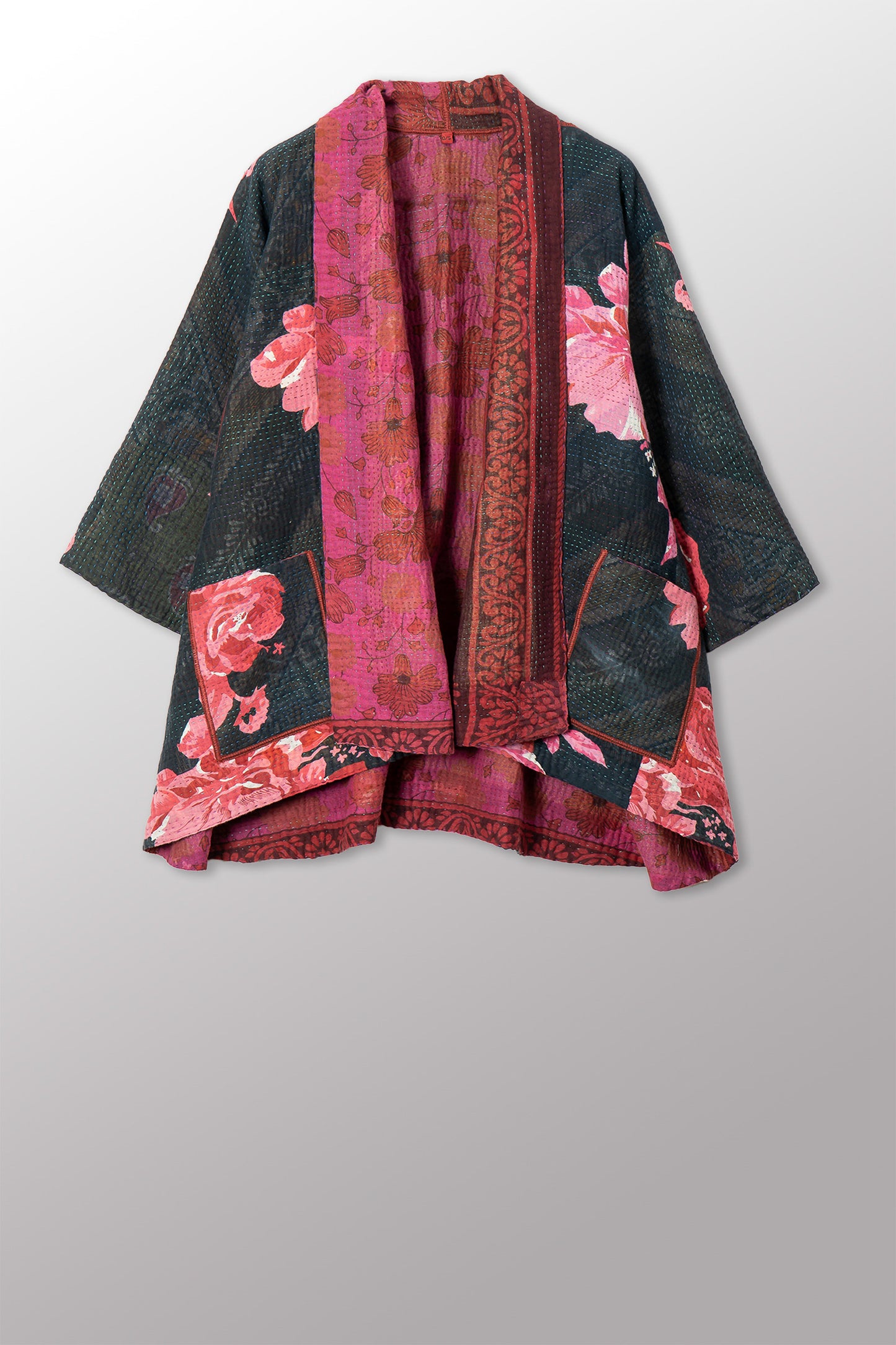 VINTAGE COTTON KANTHA KIMONO JKT - cv4004-0214a -
