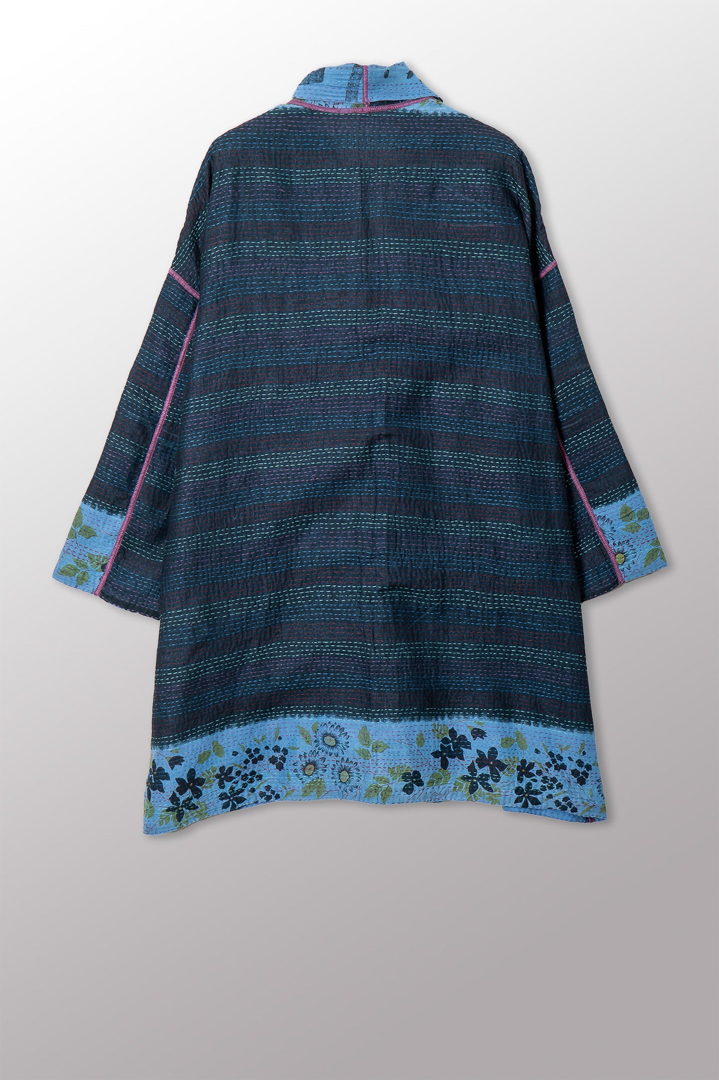 VINTAGE COTTON & NEW VOILE KANTHA HAORI JACKET - cn2068-0003a -