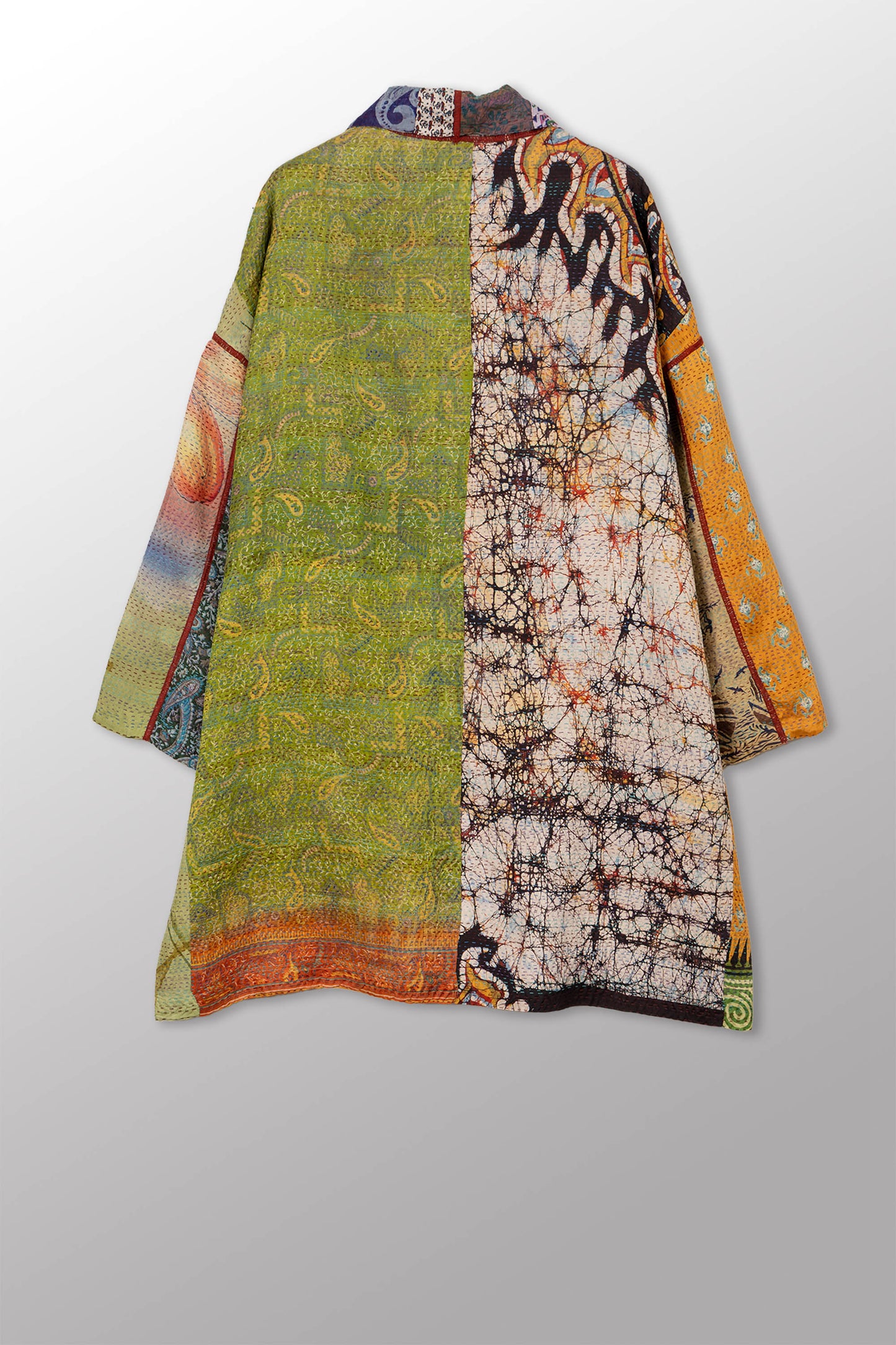 VINTAGE SILK KANTHA HAORI JACKET - sv2068-0011a -