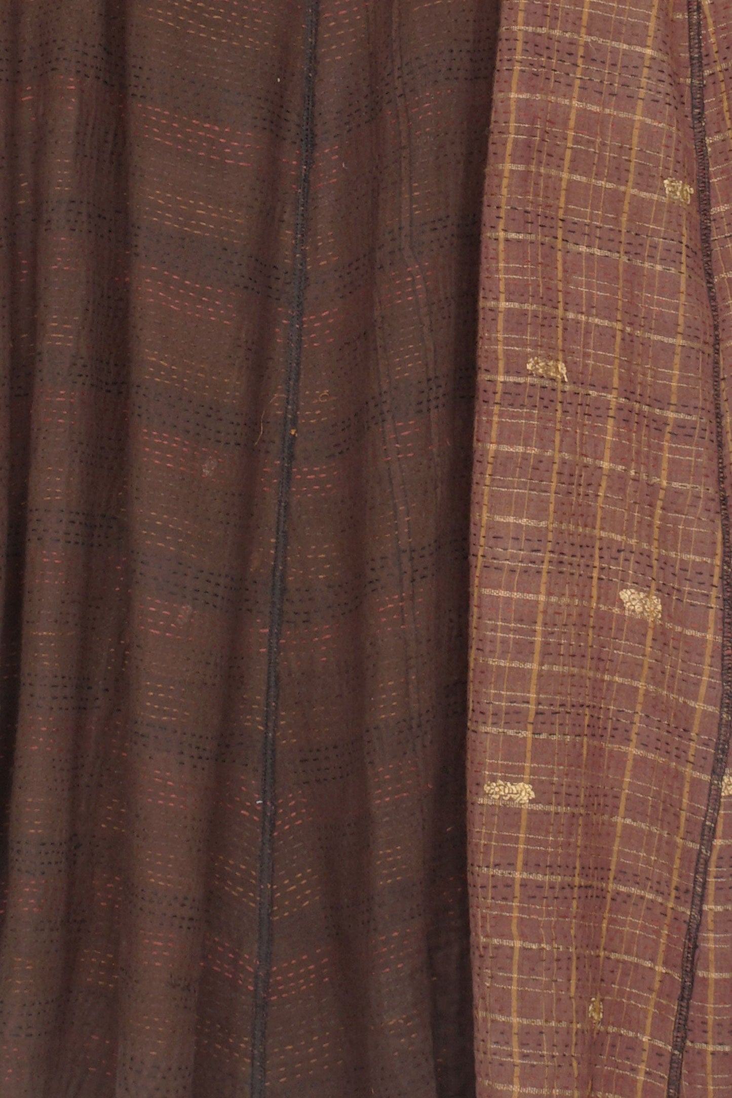 BROCADE PATCHED KANTHA 3/4 SLV. A-LINE DUSTER - bp2324-brn -
