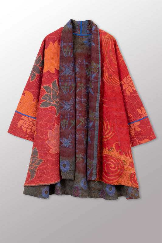 COTTON OVERDYE KANTHA KIMONO LONG JKT - ov4005-cblo001a -