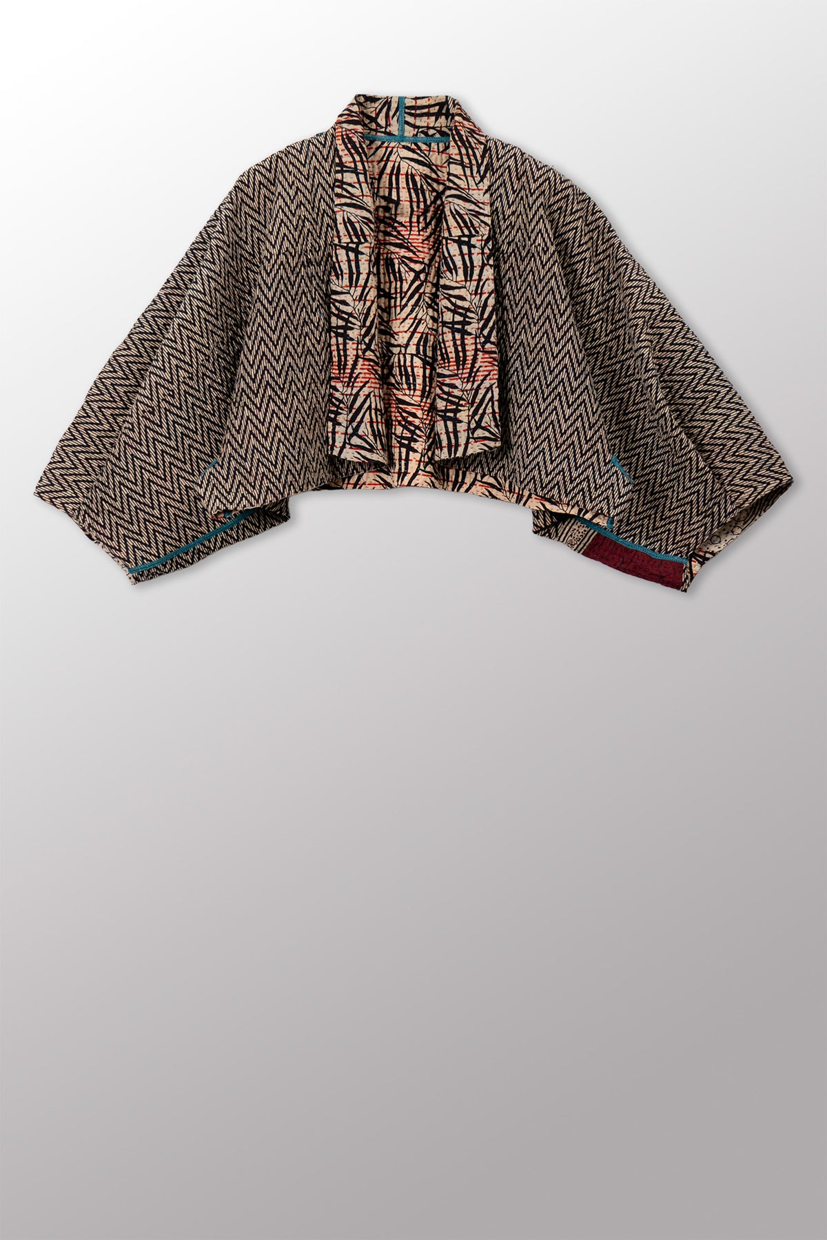 SOHO BAMBOO KANTHA PUFF SLV. SHRUG - bo4062-cblk010a -