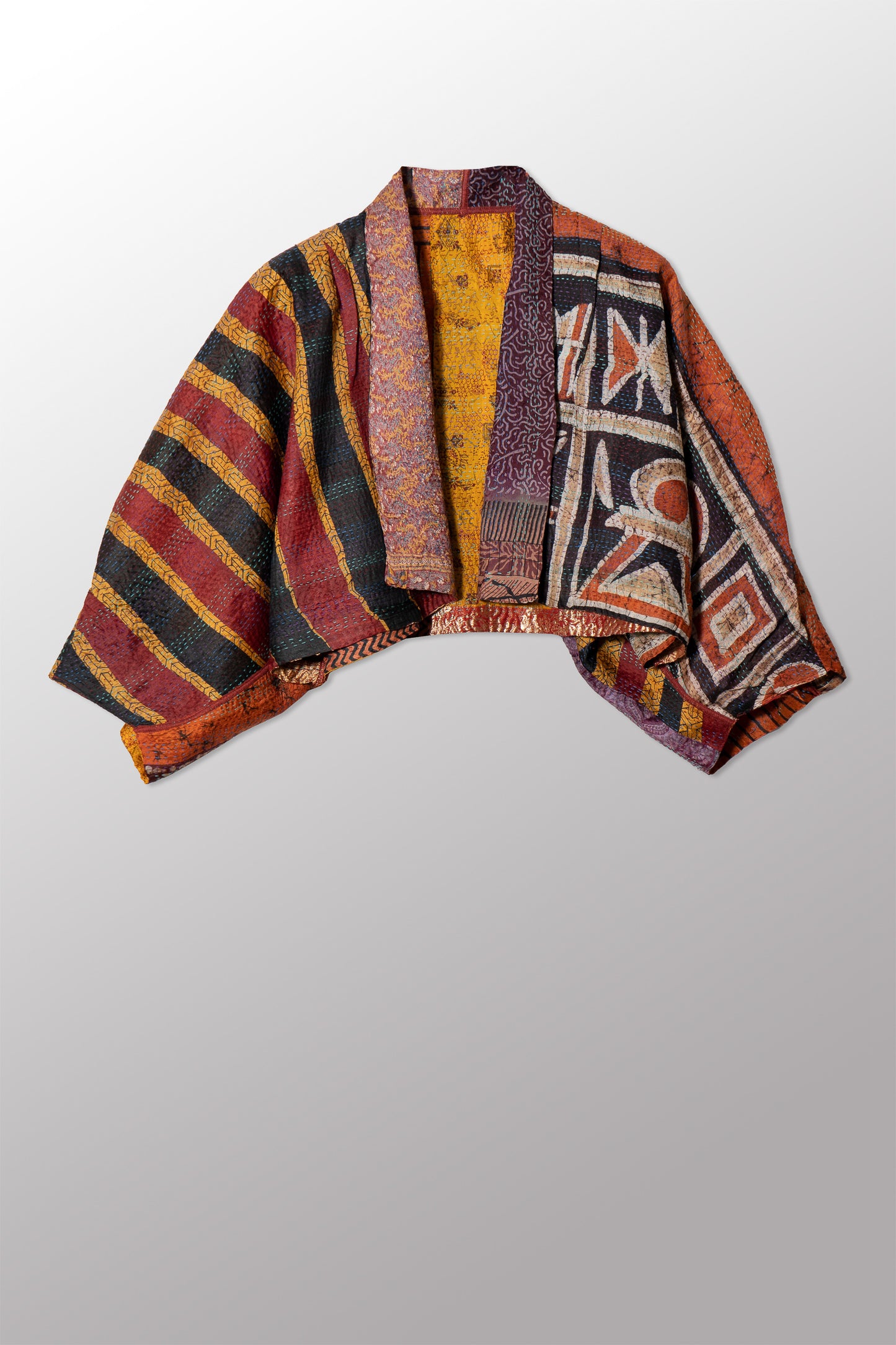 VINTAGE SILK KANTHA PUFF SLV. SHRUG - sv2062-0010a -