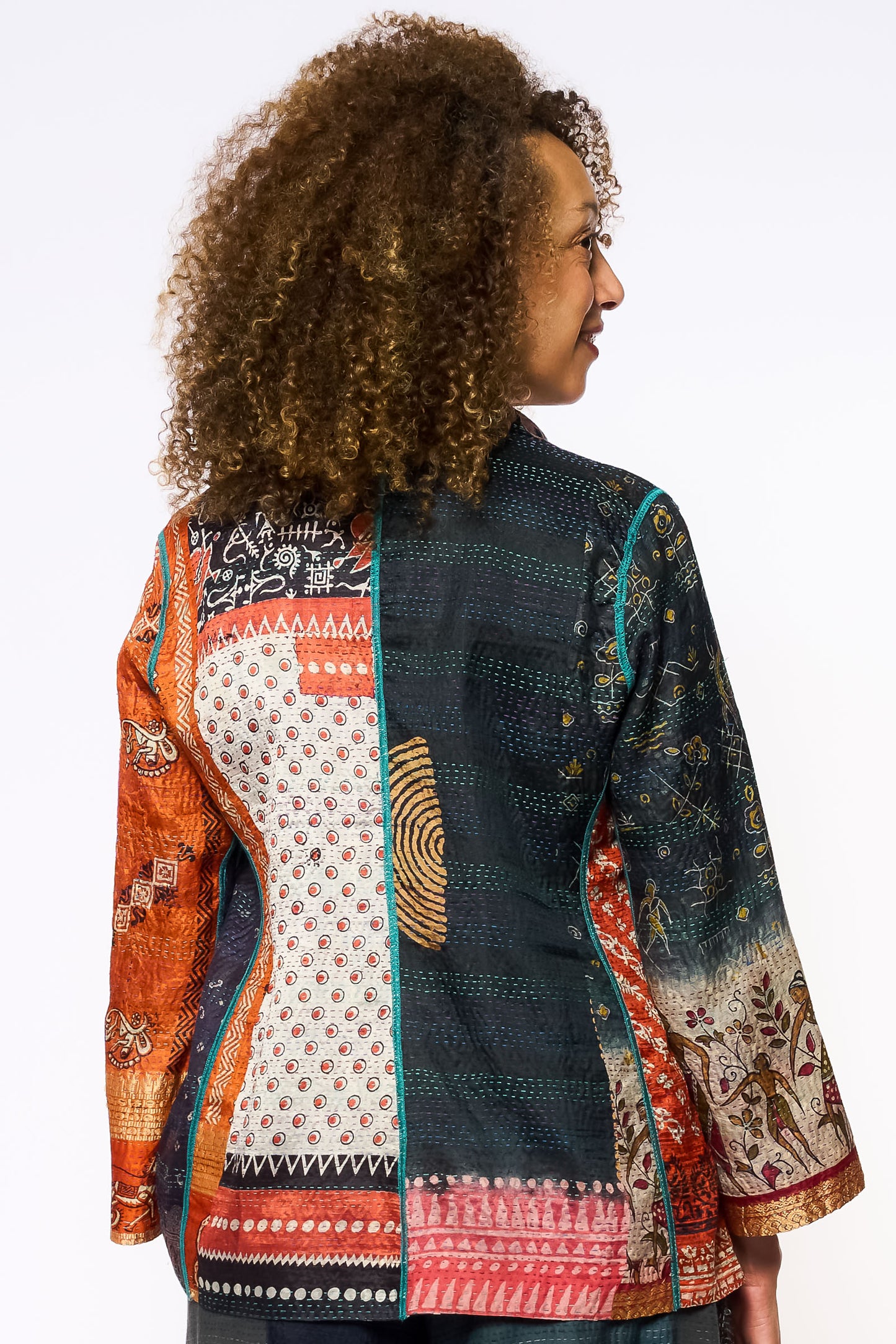 VINTAGE SILK KANTHA SHORT JKT - sv2007-0074l -