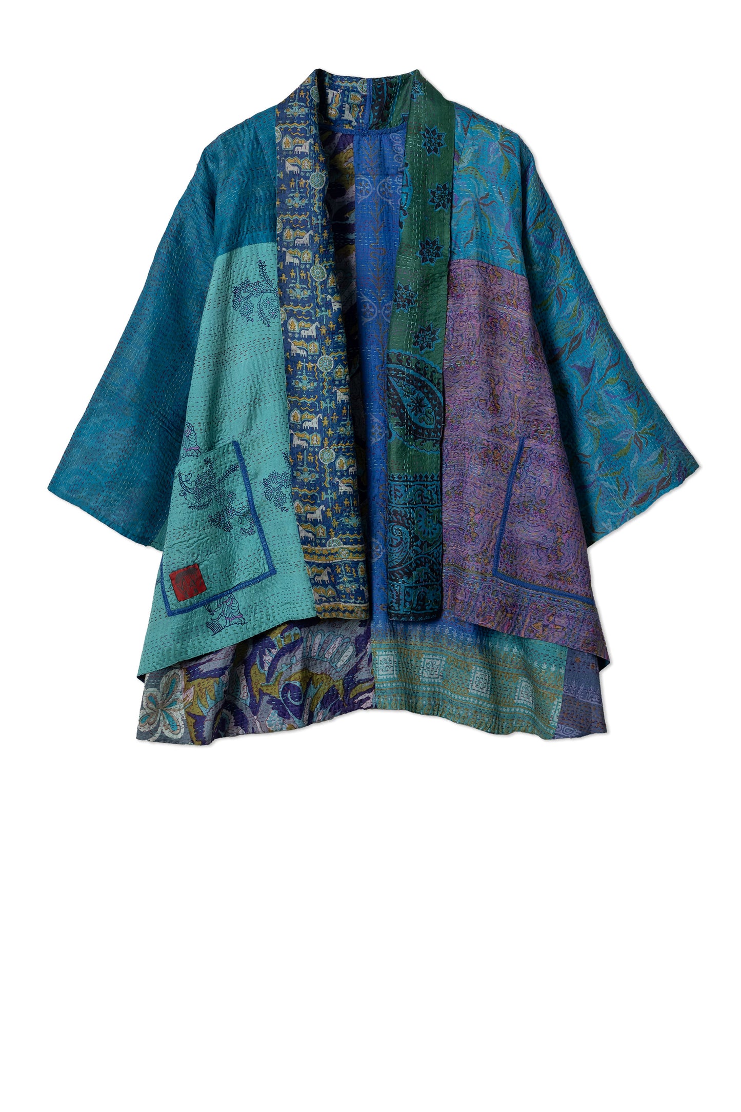 VINTAGE SILK KANTHA KIMONO JKT - sv2004-0036a -