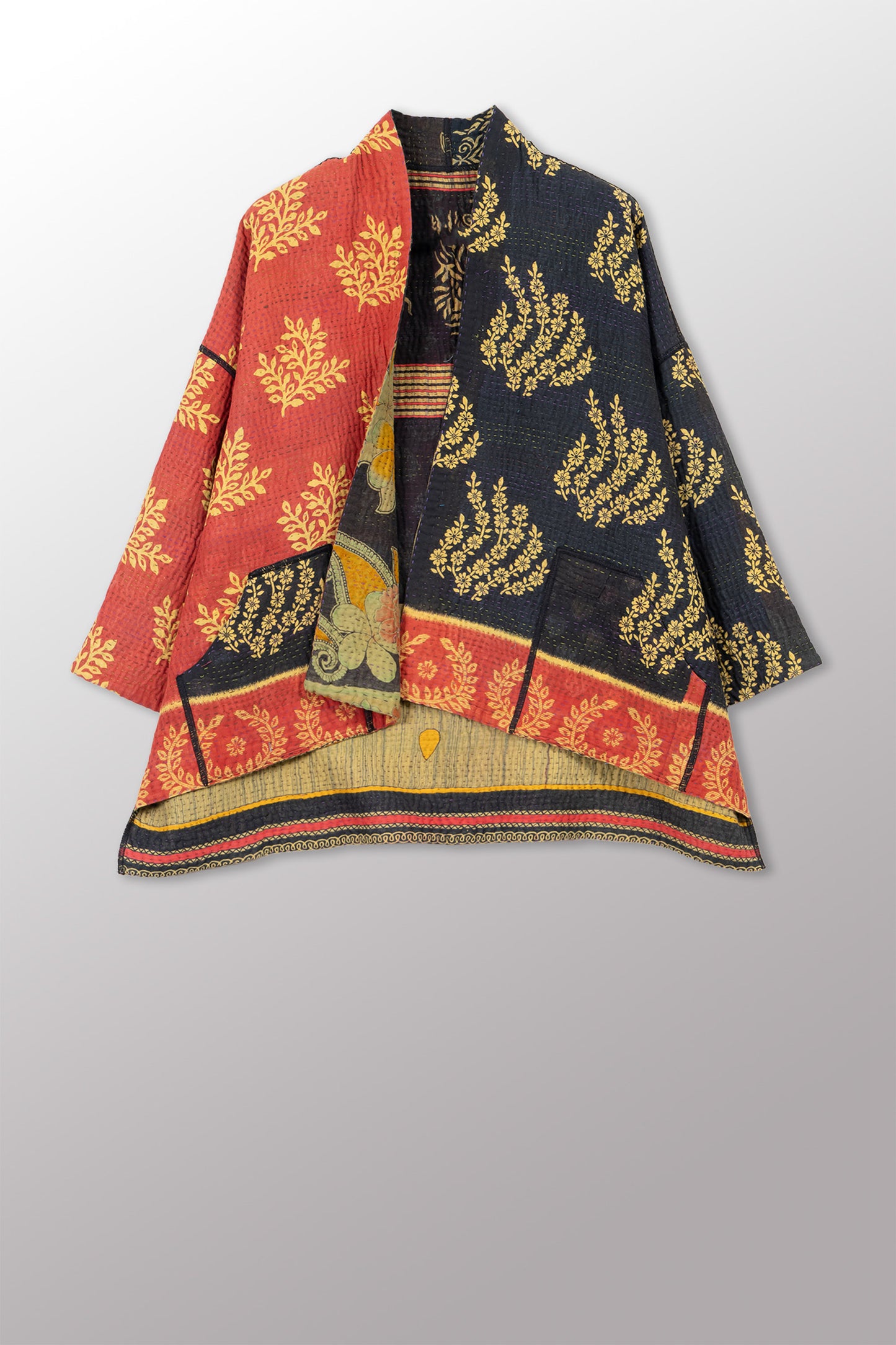 VINTAGE COTTON KANTHA MINI KIMONO JKT - cv4055-0057a -
