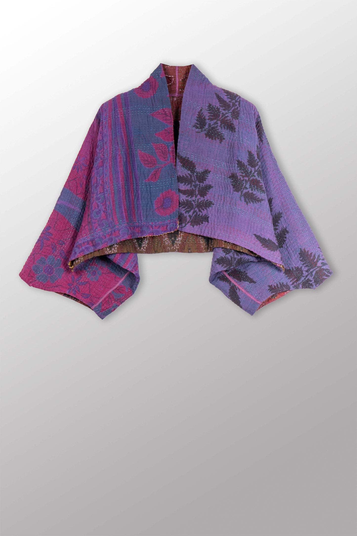 COTTON OVERDYE KANTHA PUFF SLV. SHRUG - ov4062-cprp010a -