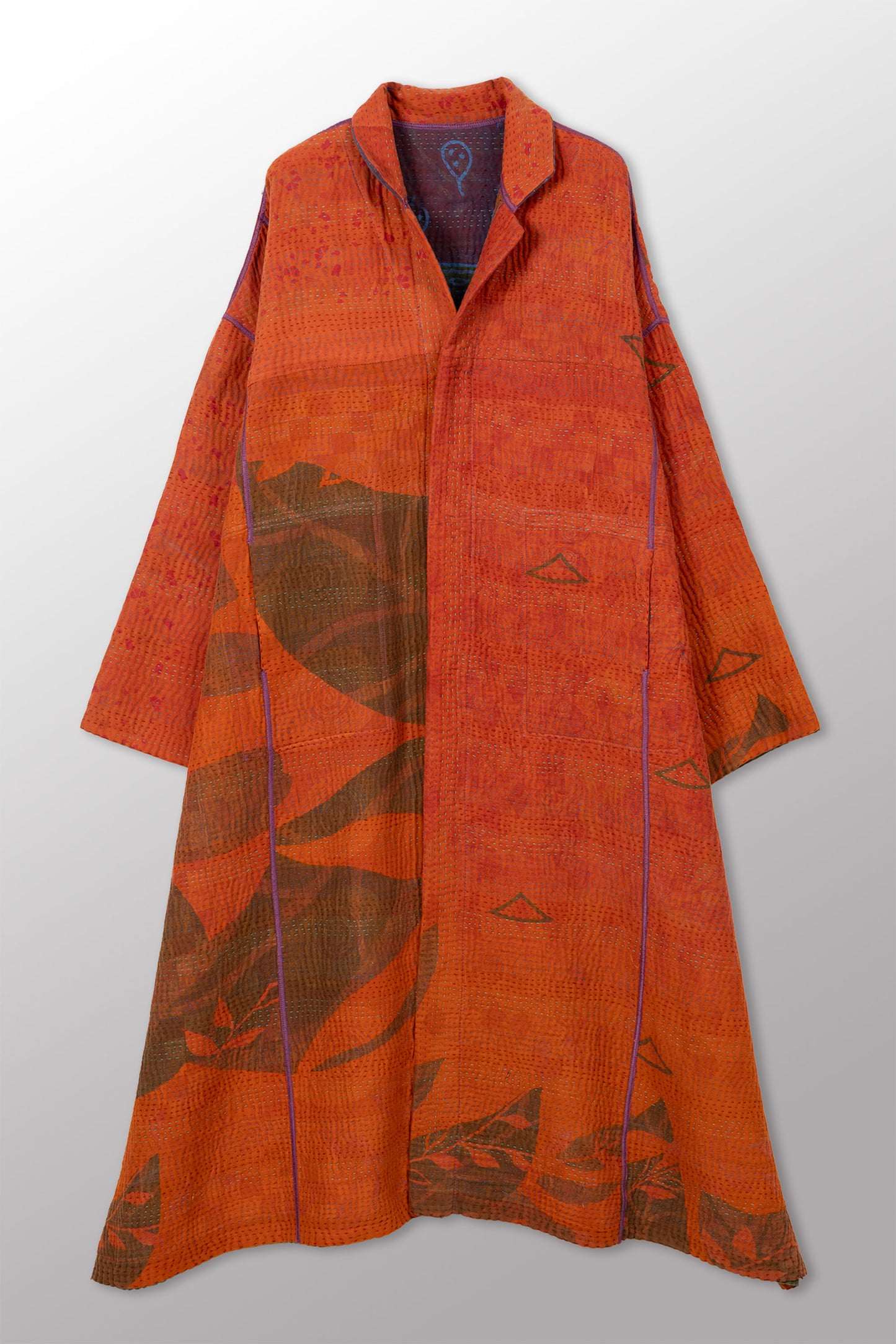 COTTON OVERDYE KANTHA OVERSIZED COAT - ov4326-corg001a -
