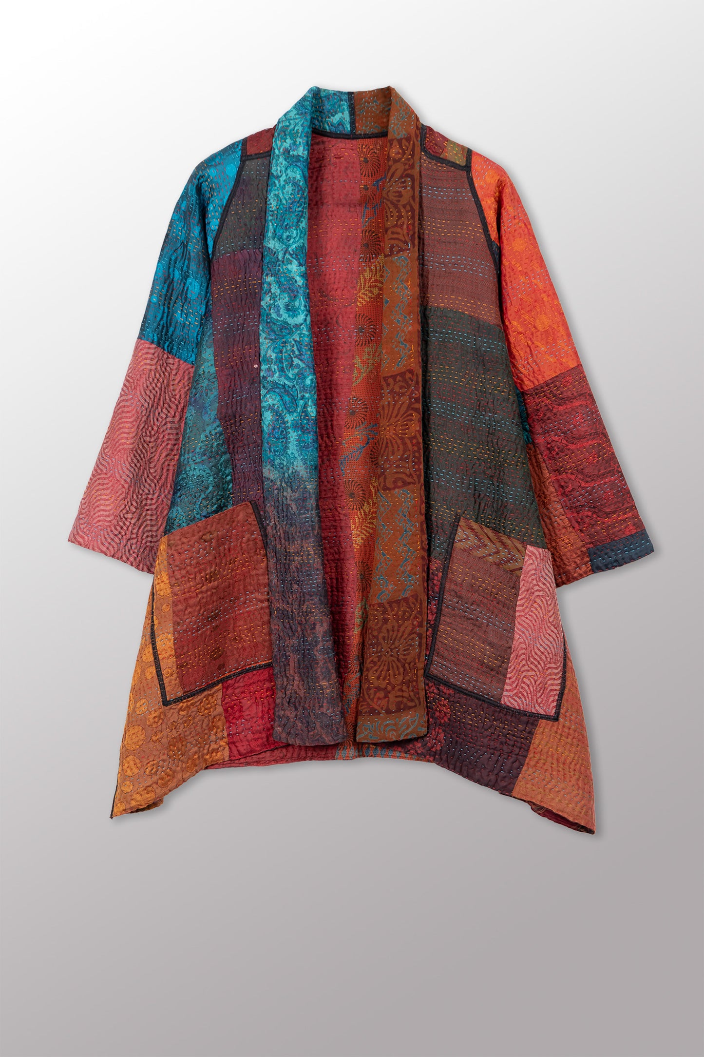 JACQUARD SILK KANTHA A-LINE JKT - js4003-cbrn001s -