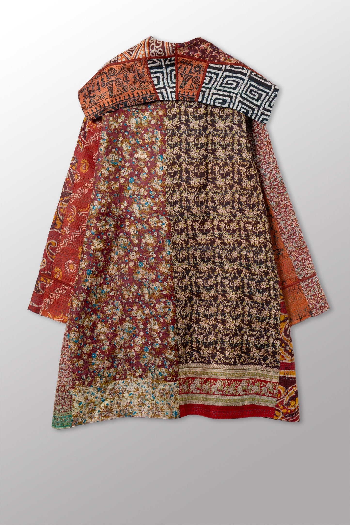 VINTAGE SILK KANTHA POCKET MEDIUM COAT - sv2316-0010m -