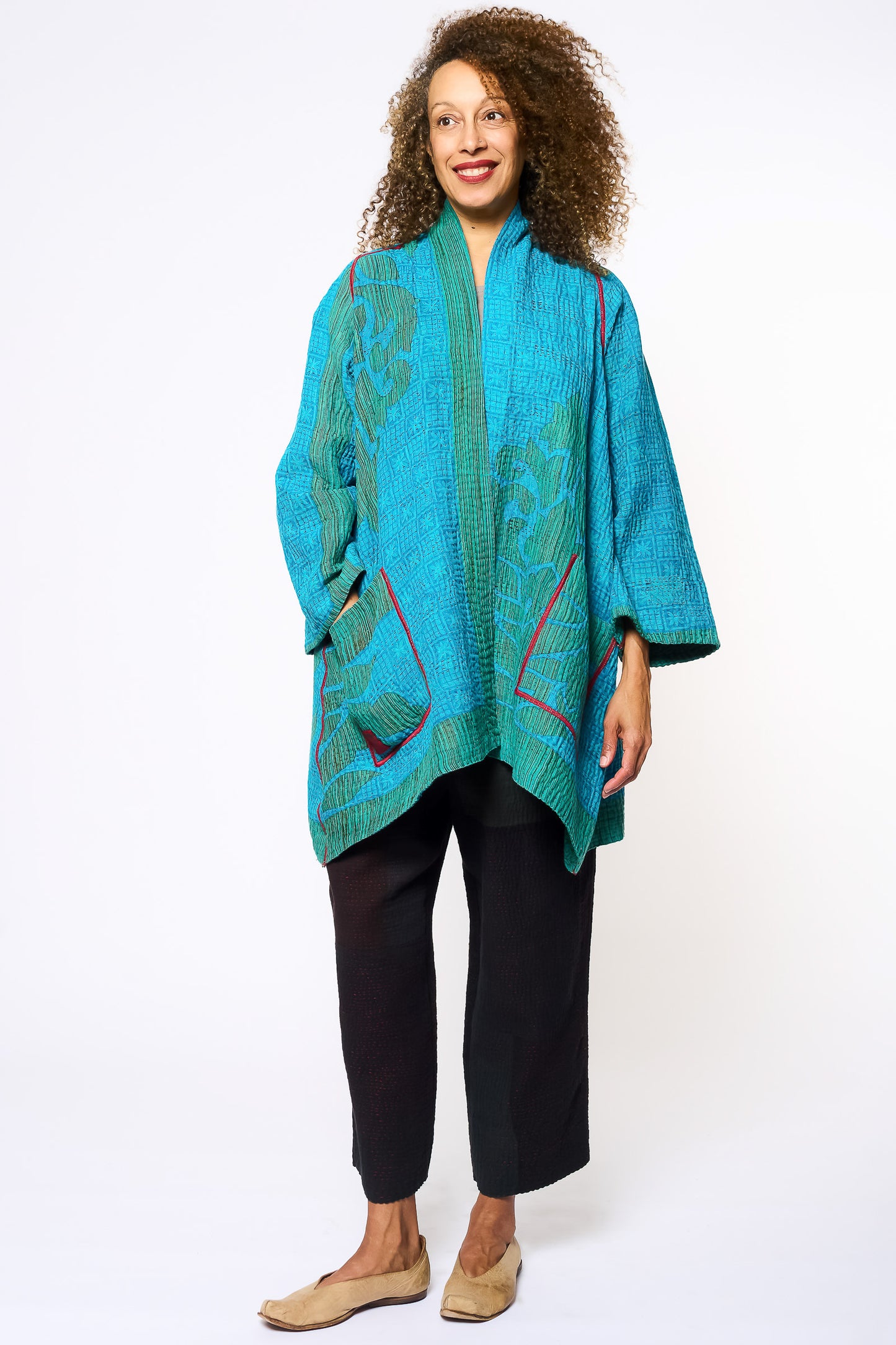 COTTON OVERDYE KANTHA A-LINE JKT - ov4003-ctuq003a -