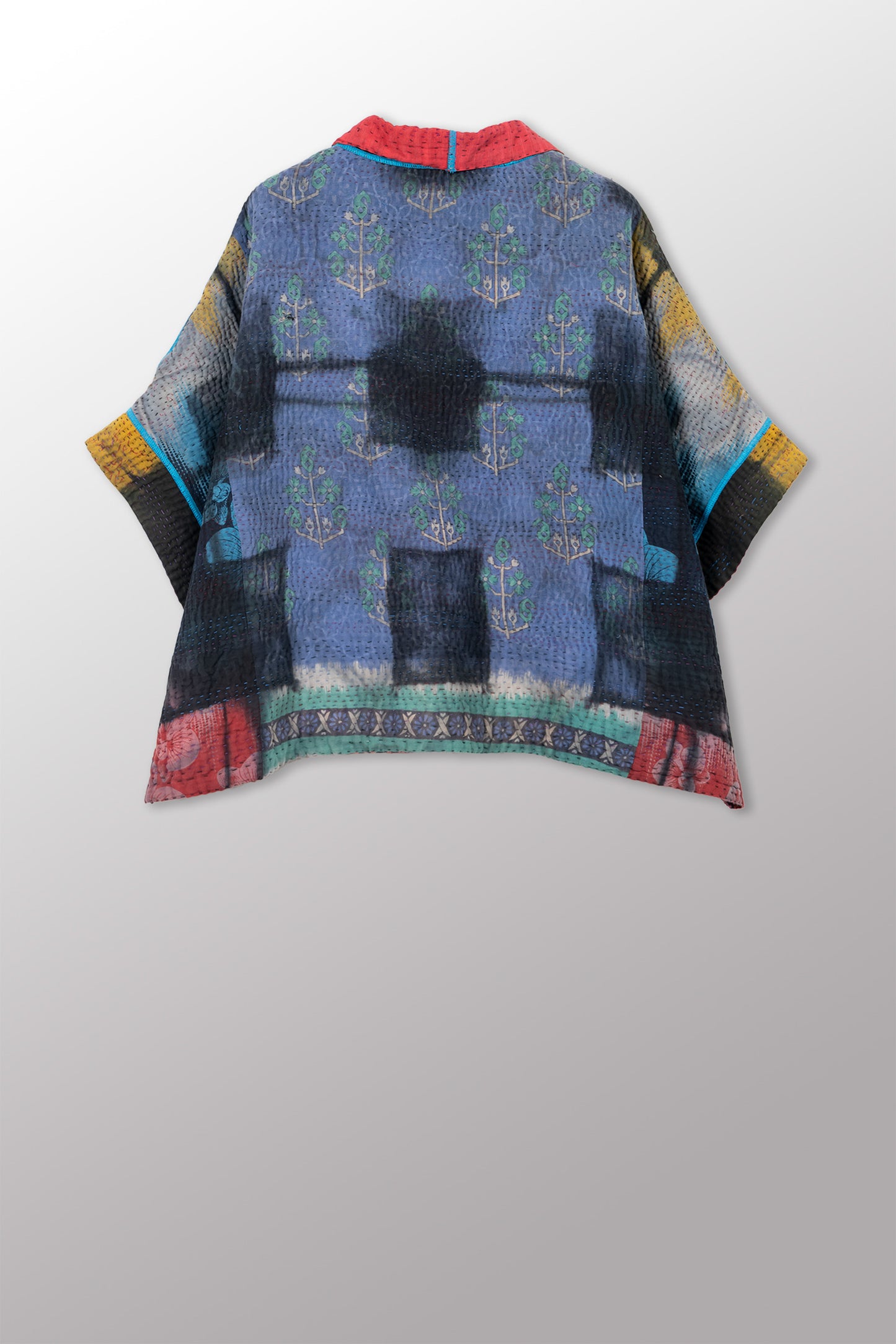 VINTAGE COTTON KANTHA MINI PONCHO - cv4060-0069a -