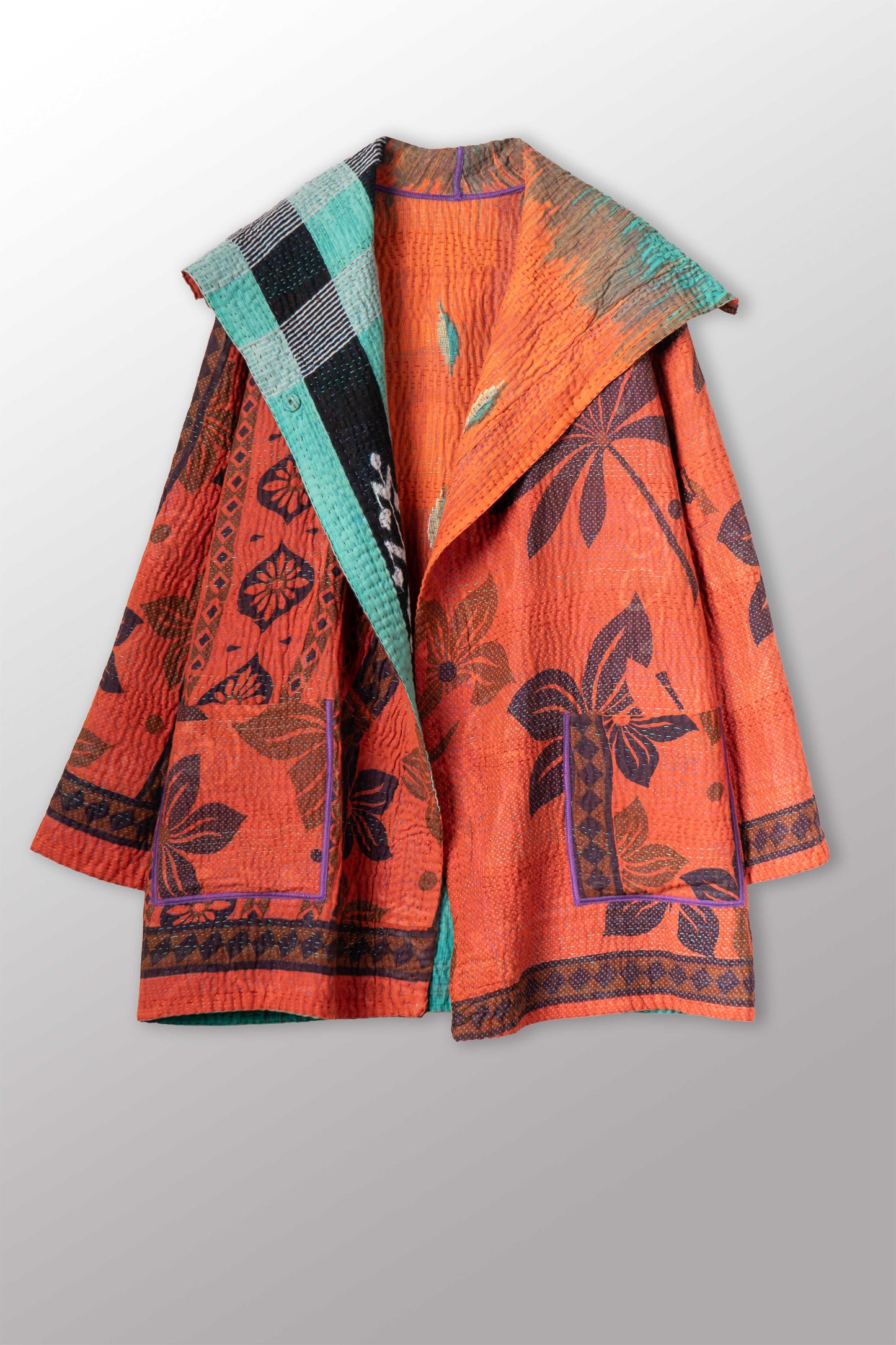 VINTAGE COTTON KANTHA POCKET JKT - cv4002-0224a -