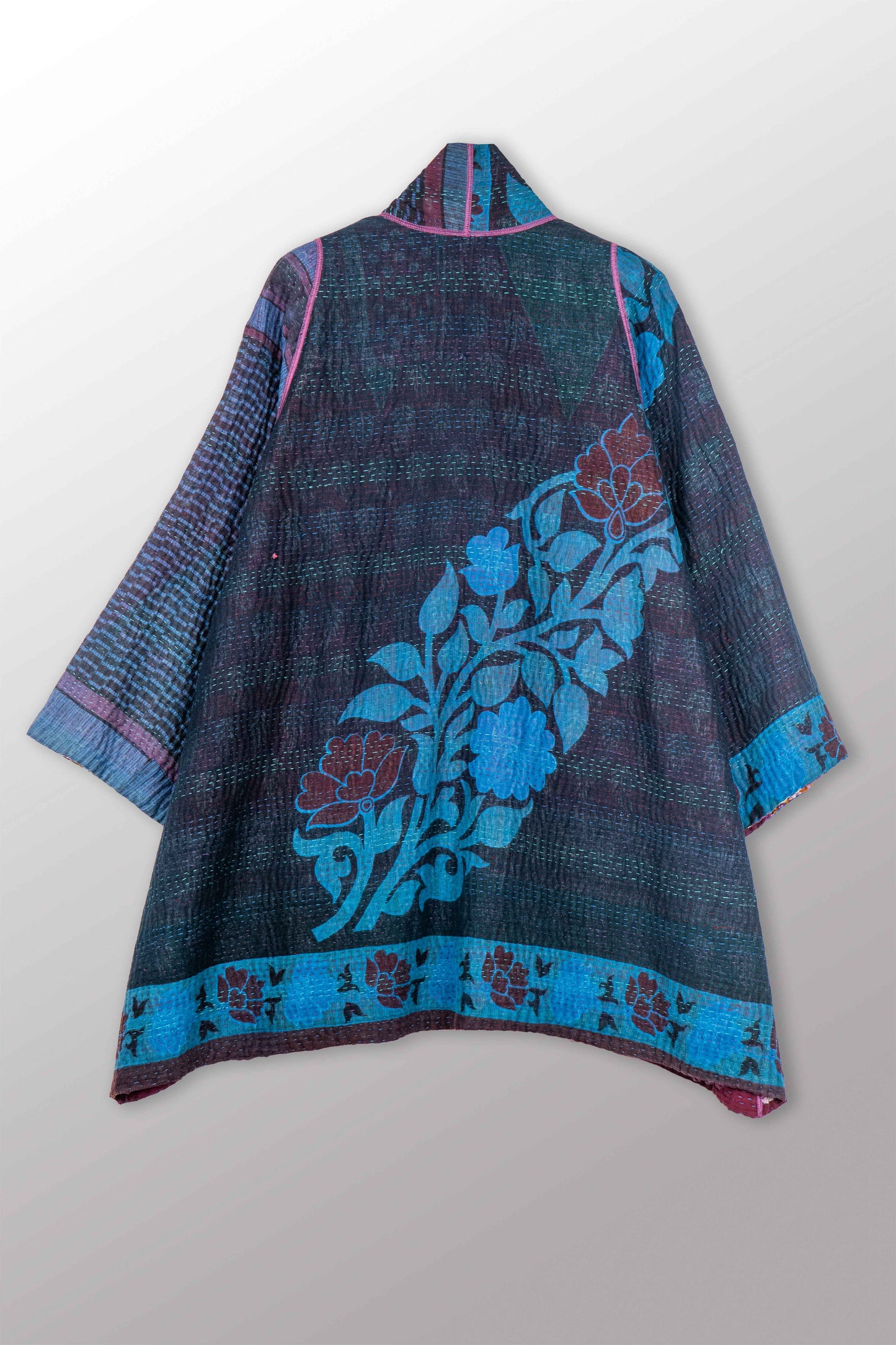 COTTON OVERDYE KANTHA A-LINE JKT - ov4003-cblu036a -