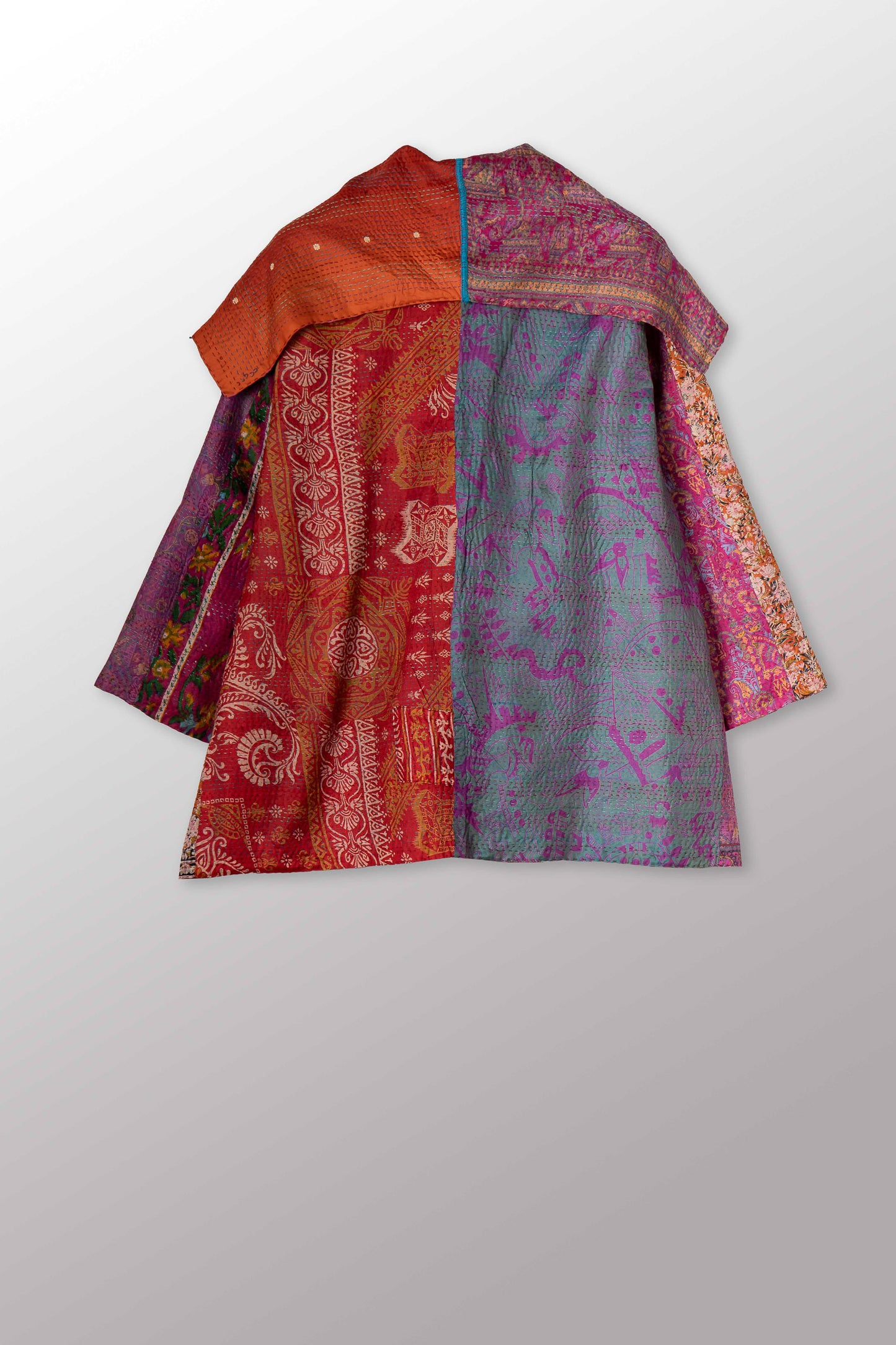VINTAGE SILK KANTHA FLARE JKT - sv2010-0057a -