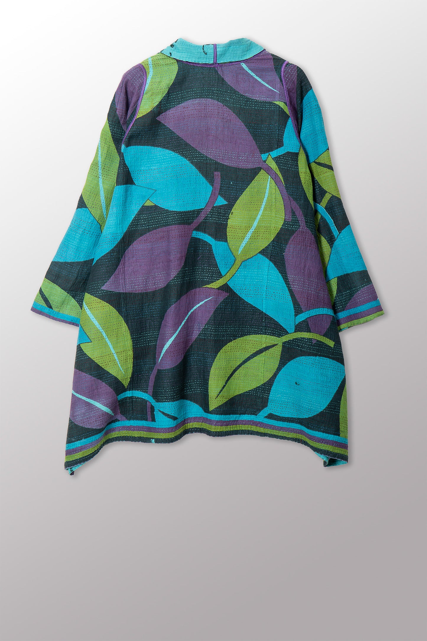 VINTAGE COTTON & NEW VOILE KANTHA A-LINE JKT - cn2003-0010a -