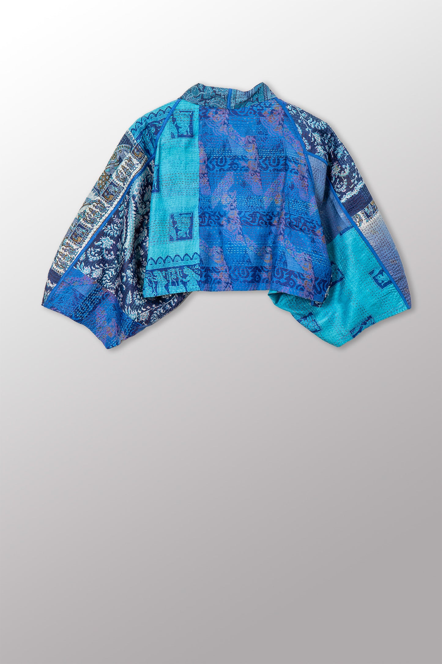 VINTAGE SILK KANTHA PUFF SLV. SHRUG - sv2062-0032a -