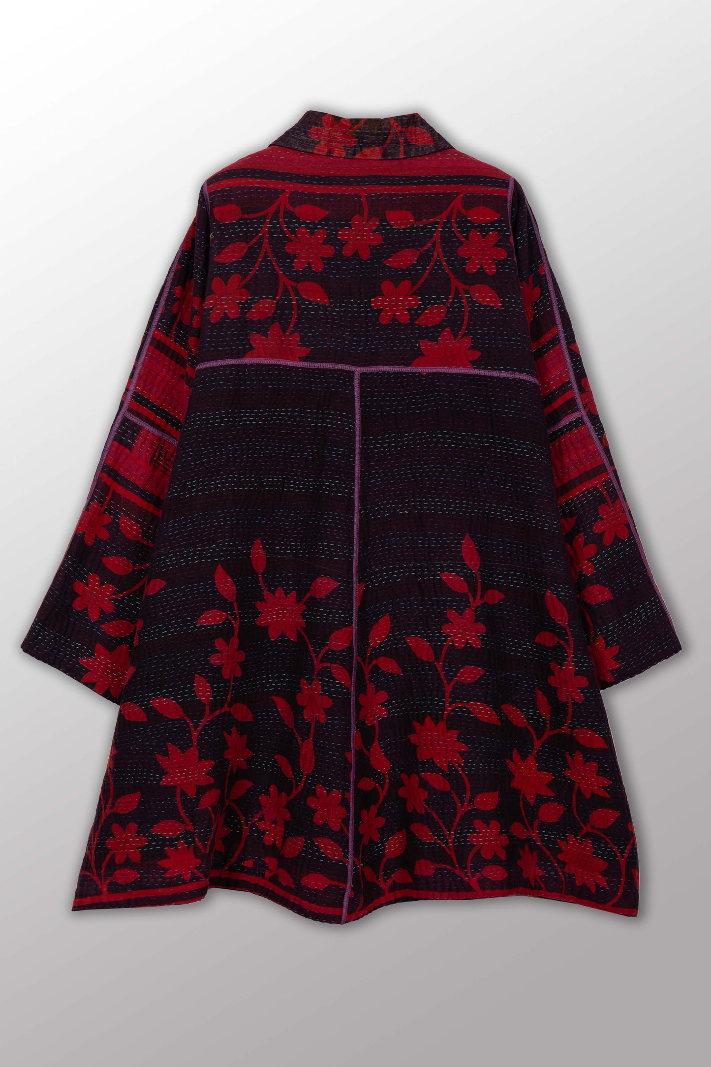 COTTON OVERDYE KANTHA A-LINE DUSTER - ov4311-cred002a -