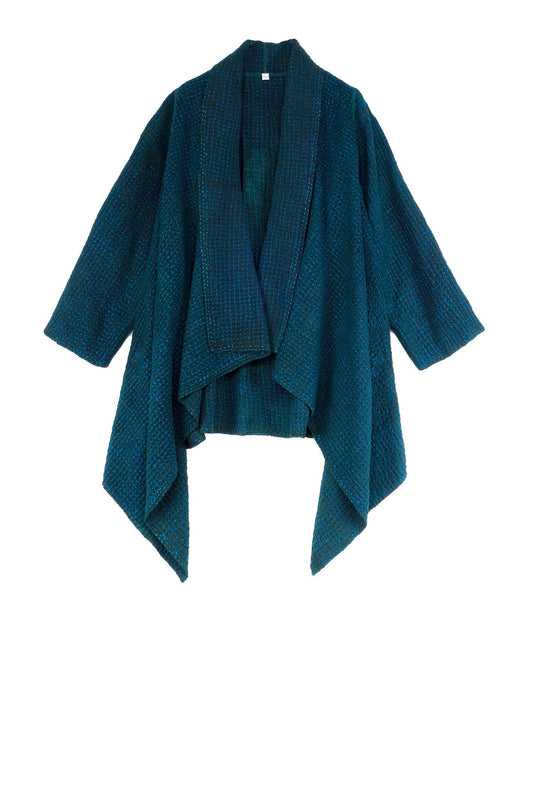 WOOL WAFFLE KANTHA DOUBLE WRAP JKT - ww3056-tel -