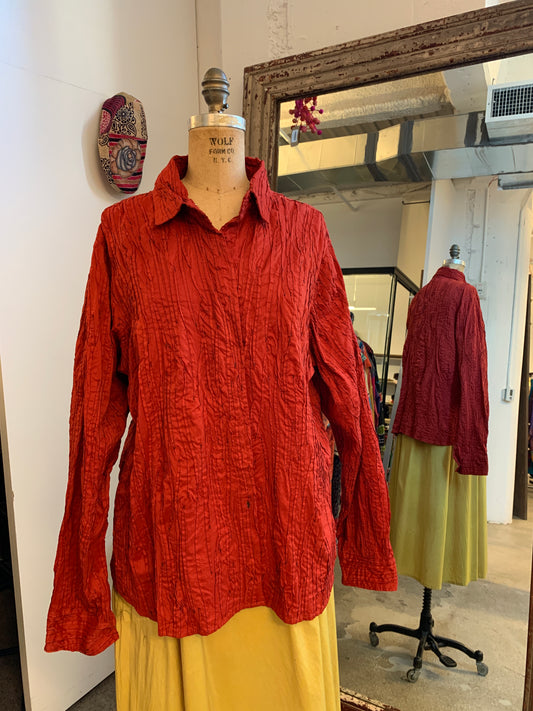 DYED COTTON SILK HEAVY VOILE RANDOM TUCK SHAPED SHIRT - dr1562-org -