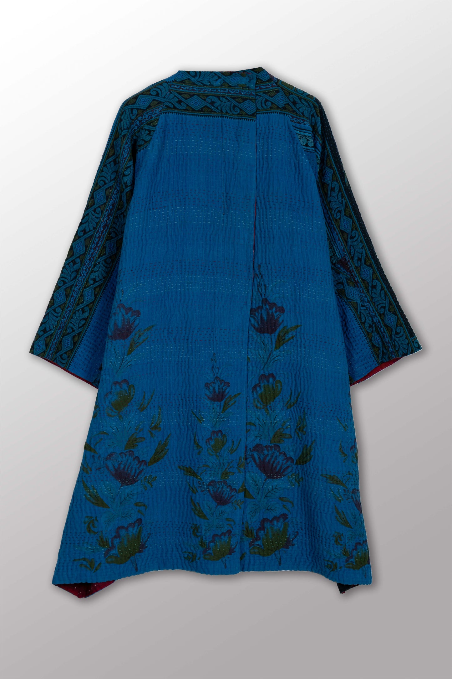 COTTON OVERDYE KANTHA KIMONO DUSTER - ov4317-cblu001a -