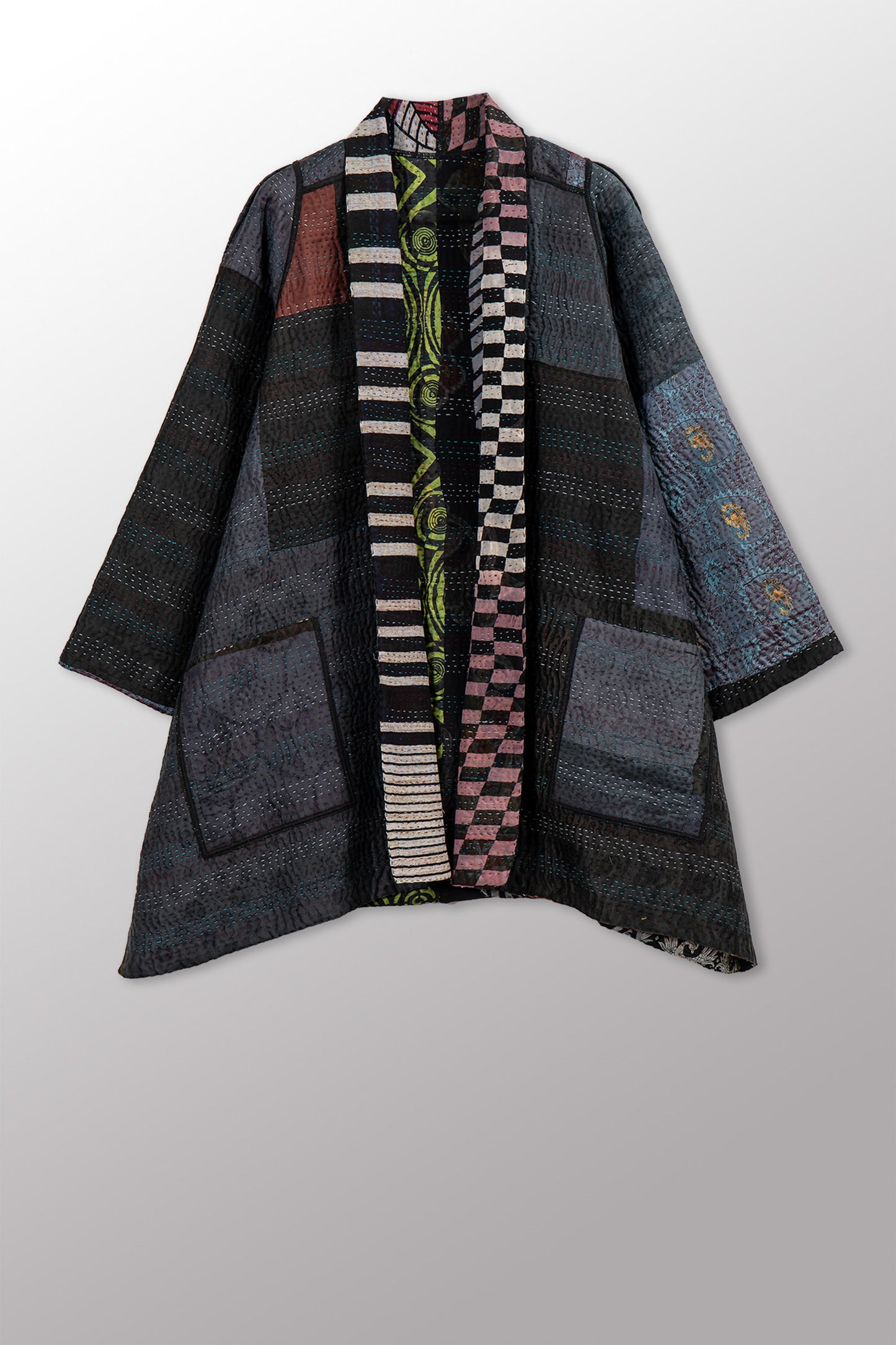 JACQUARD SILK KANTHA A-LINE JKT - js4003-cbkg001a -