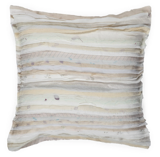 Wavy Stripe Patch Pillow Sham -Ivory-