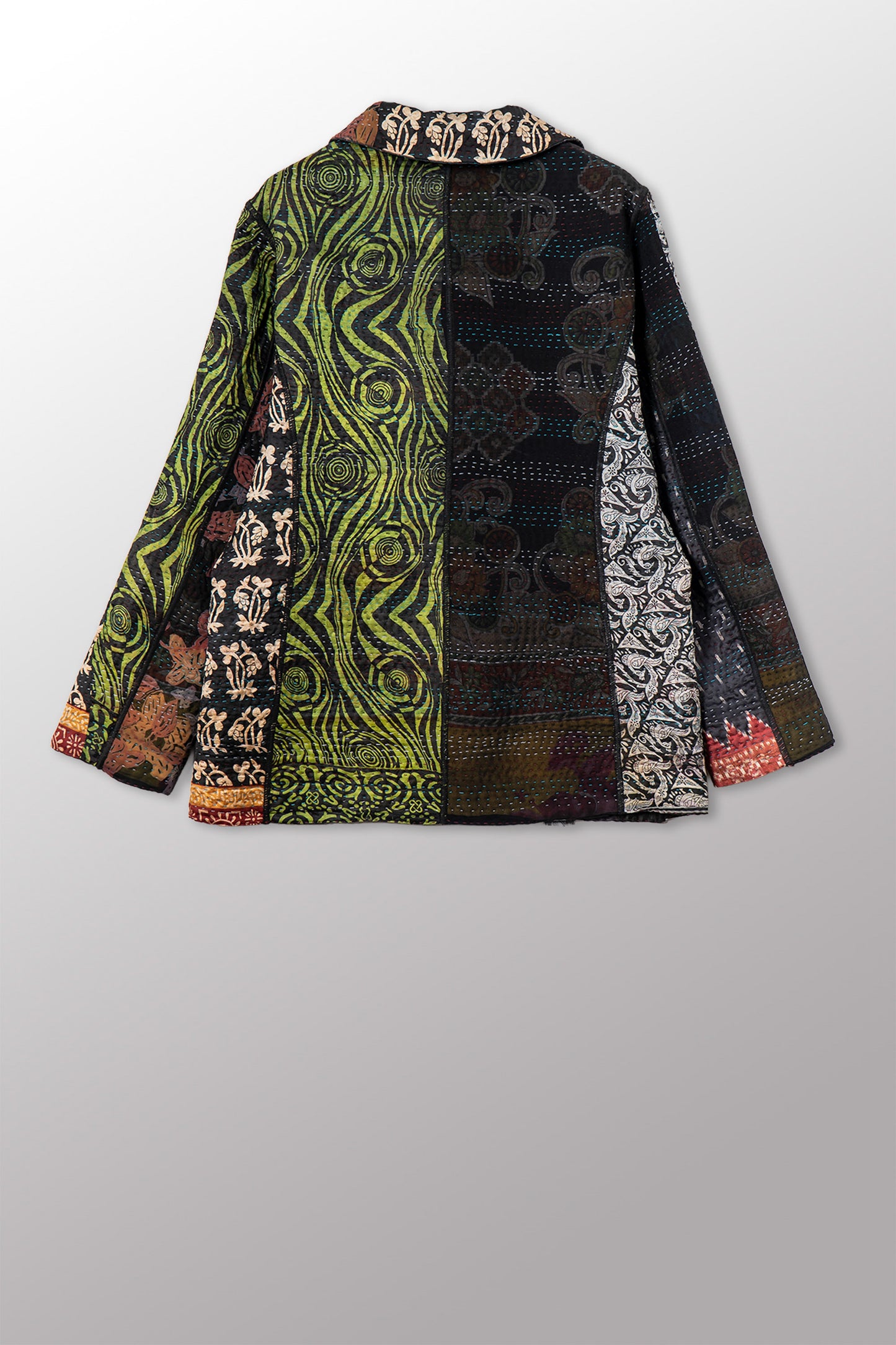 JACQUARD SILK KANTHA BASIC JACKET - js4052-cbkg001m -