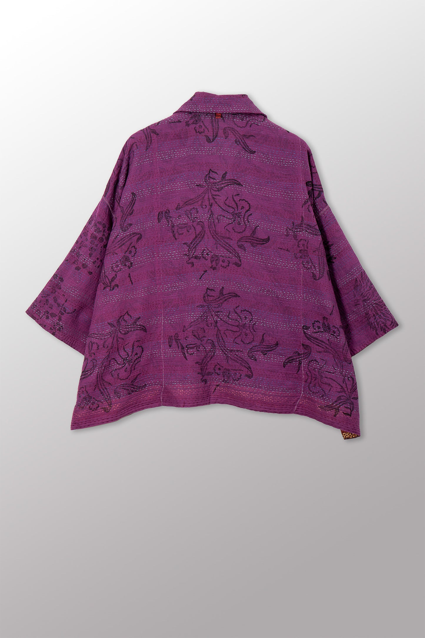 VINTAGE COTTON & NEW VOILE KANTHA CROPPED TENT SHIRT - cn2596-0005a -