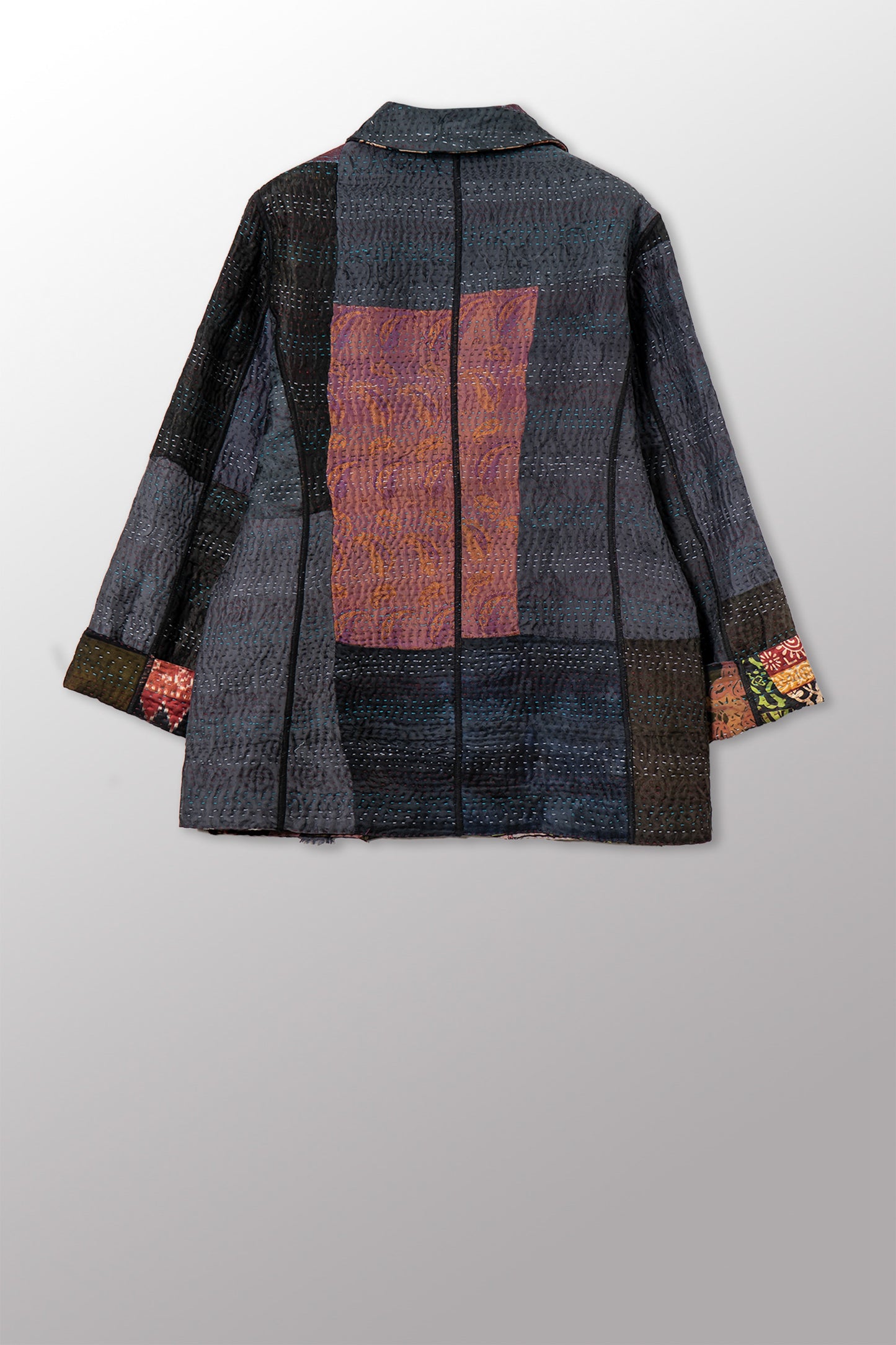 JACQUARD SILK KANTHA BASIC JACKET - js4052-cbkg001m -